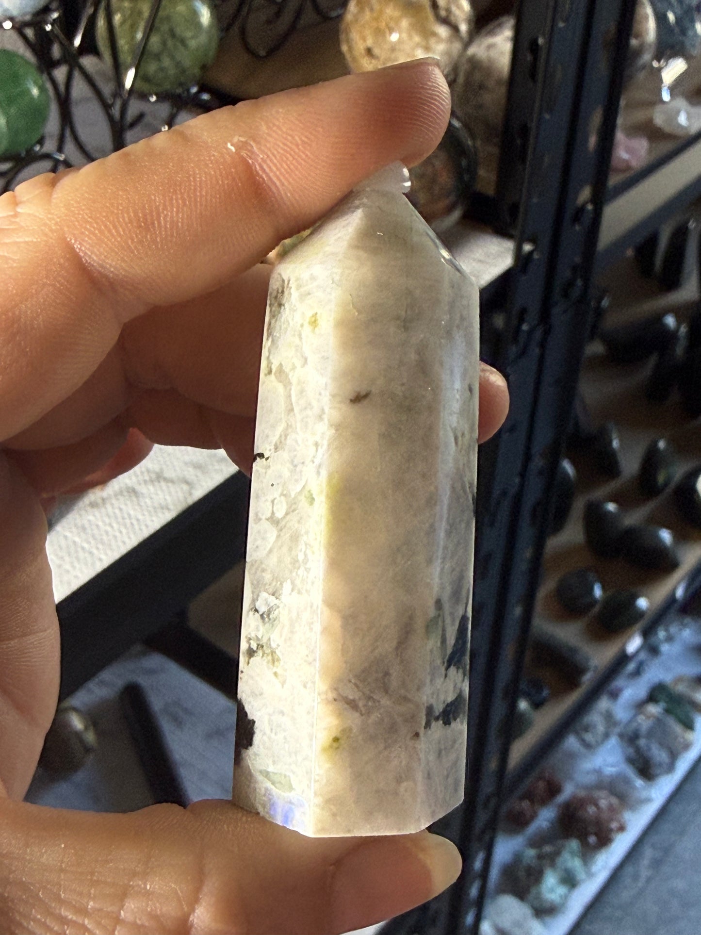 Moonstone Tower 2 oz – Polished Crystal Point with Natural Flash for Intuition & Emotional Balance