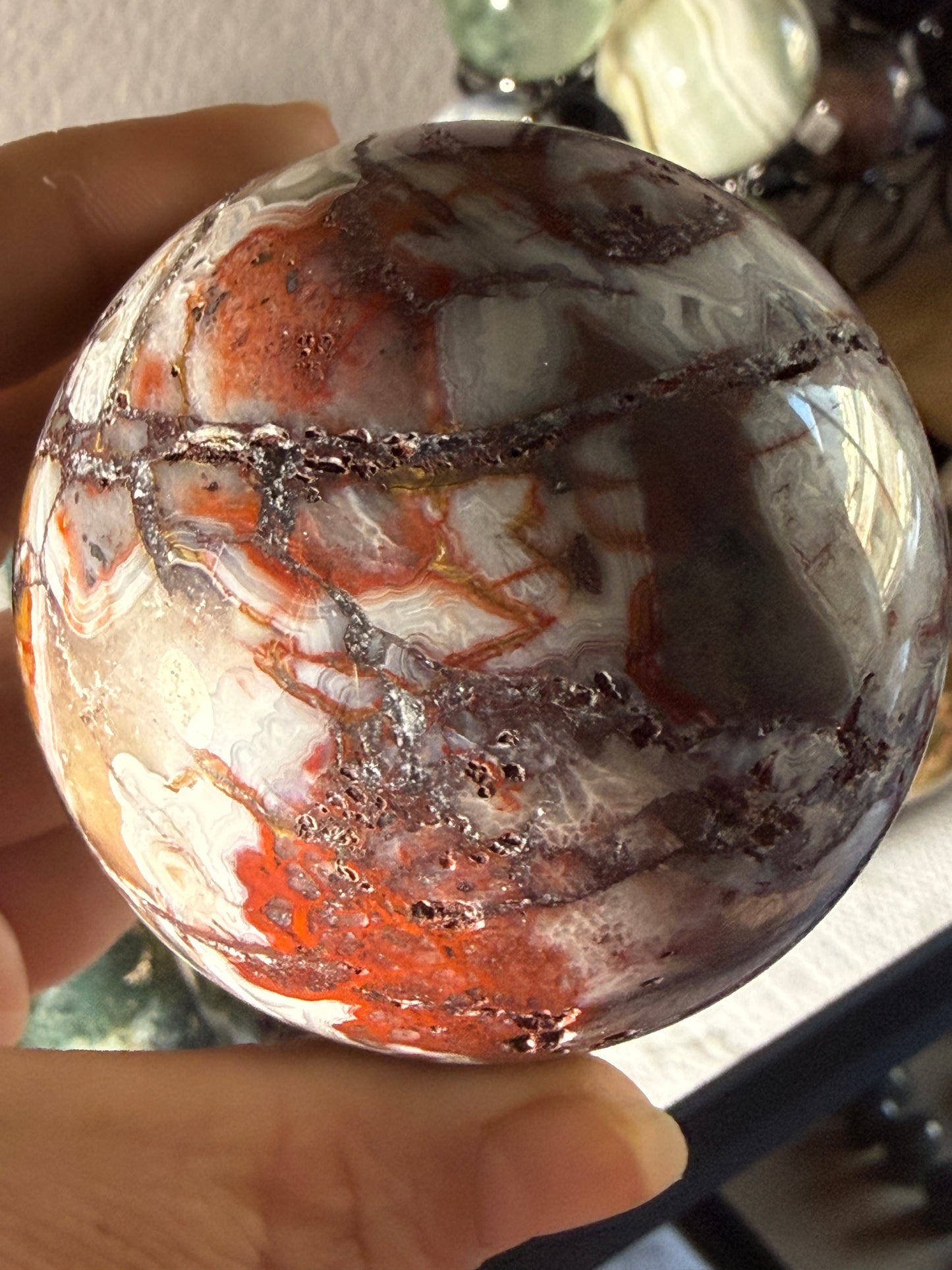 Large Mexican Crazy Lace Agate Sphere – Bold Banded Crystal for Joy, Strength & Uplifting Energy
