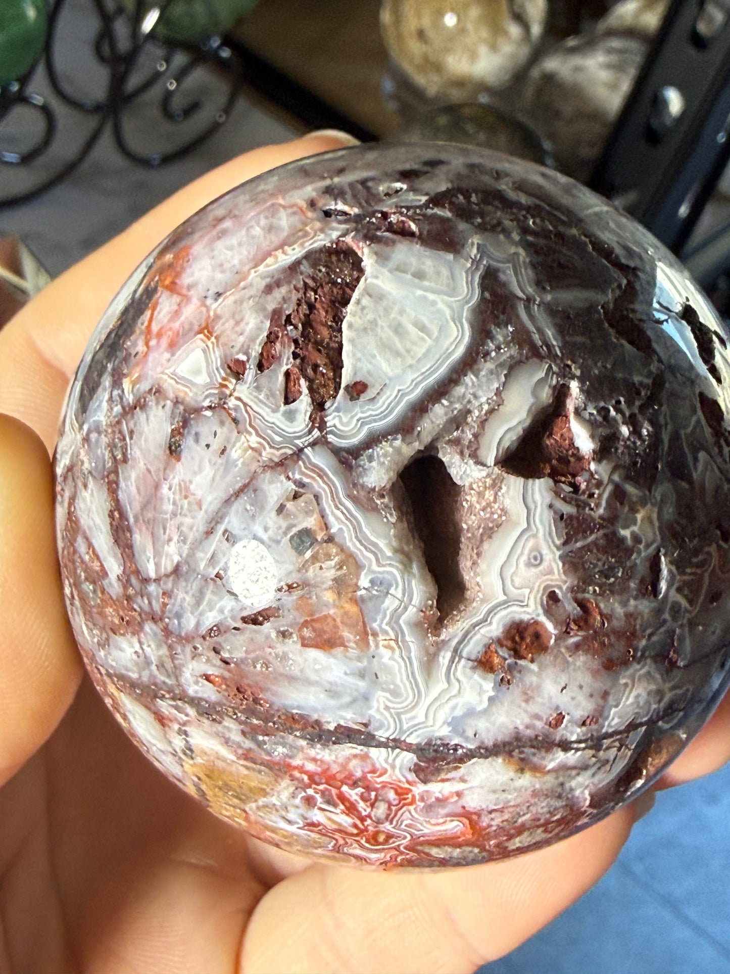 Mexican Crazy Lace Agate Sphere – Polished Banded Crystal for Joy, Balance & Uplifting Energy