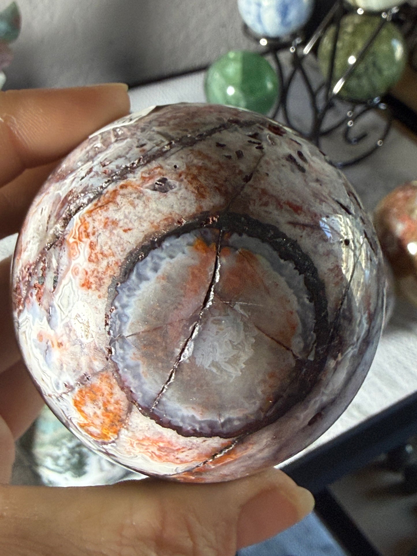 Mexican Crazy Lace Agate Sphere – Polished Banded Crystal for Joy, Balance & Uplifting Energy