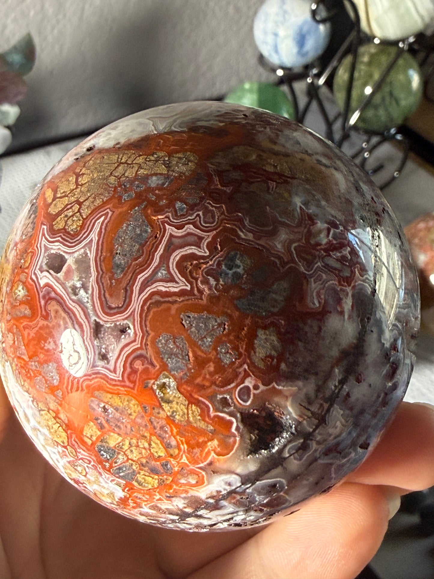 Mexican Crazy Lace Agate Sphere – Polished Banded Crystal for Joy, Balance & Uplifting Energy