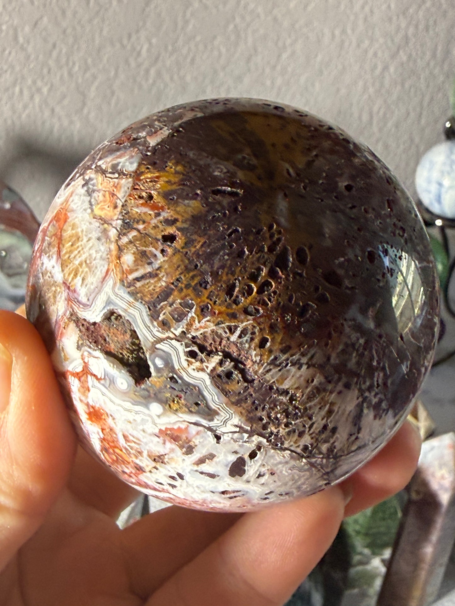 Mexican Crazy Lace Agate Sphere – Polished Banded Crystal for Joy, Balance & Uplifting Energy