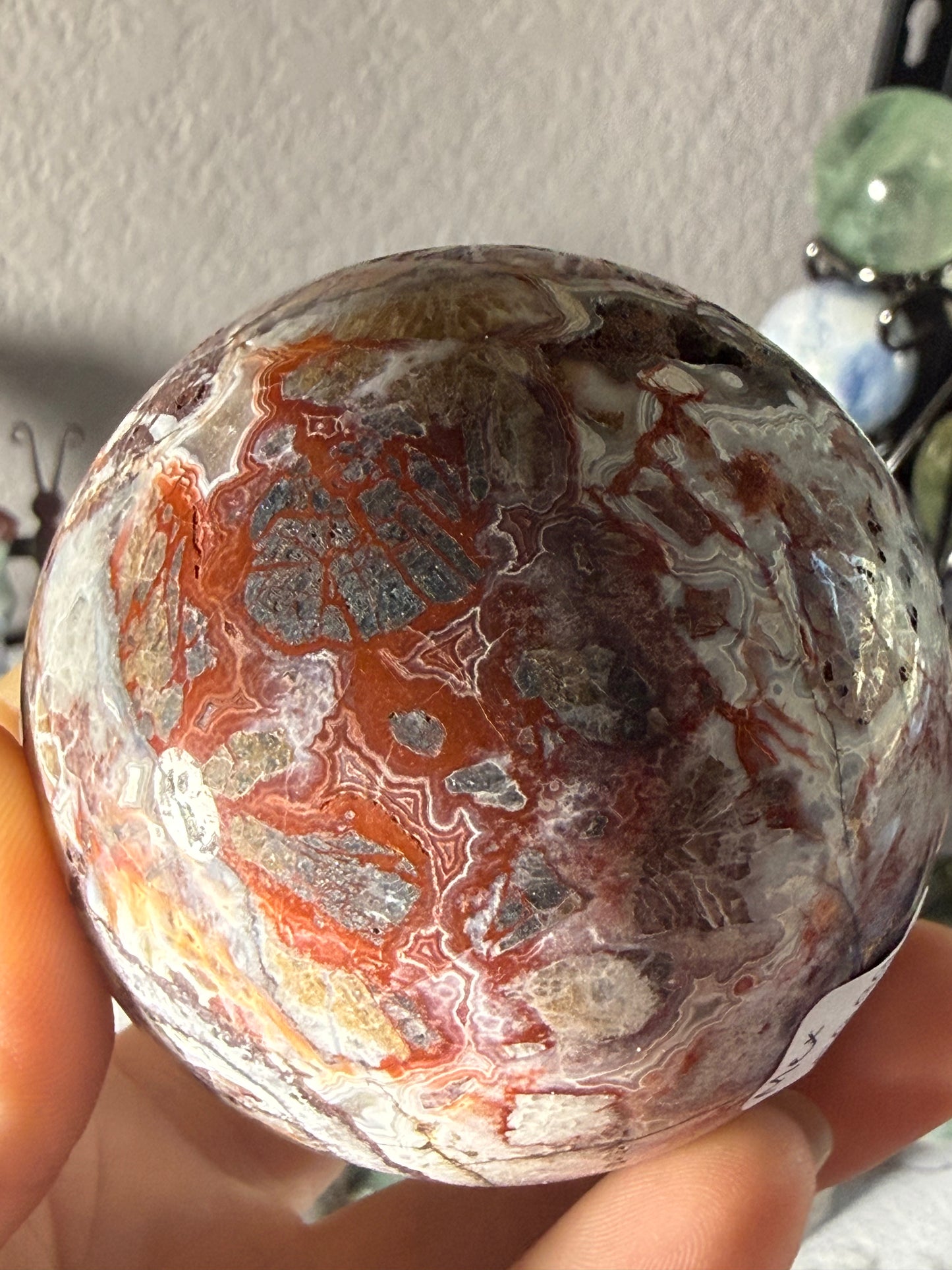 Mexican Crazy Lace Agate Sphere – Polished Banded Crystal for Joy, Balance & Uplifting Energy