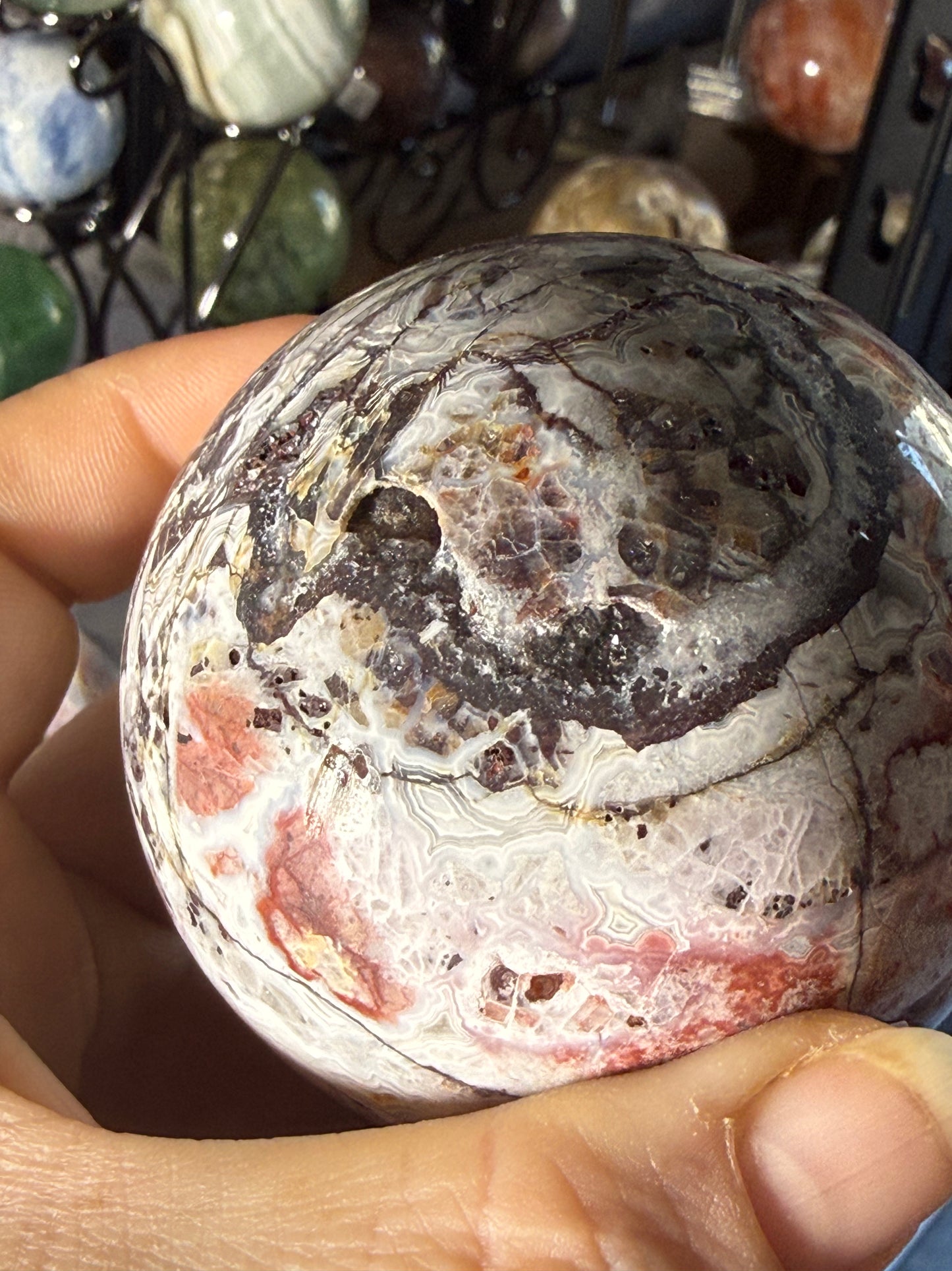 Mexican Crazy Lace Agate Sphere – Polished Banded Crystal for Joy, Balance & Uplifting Energy