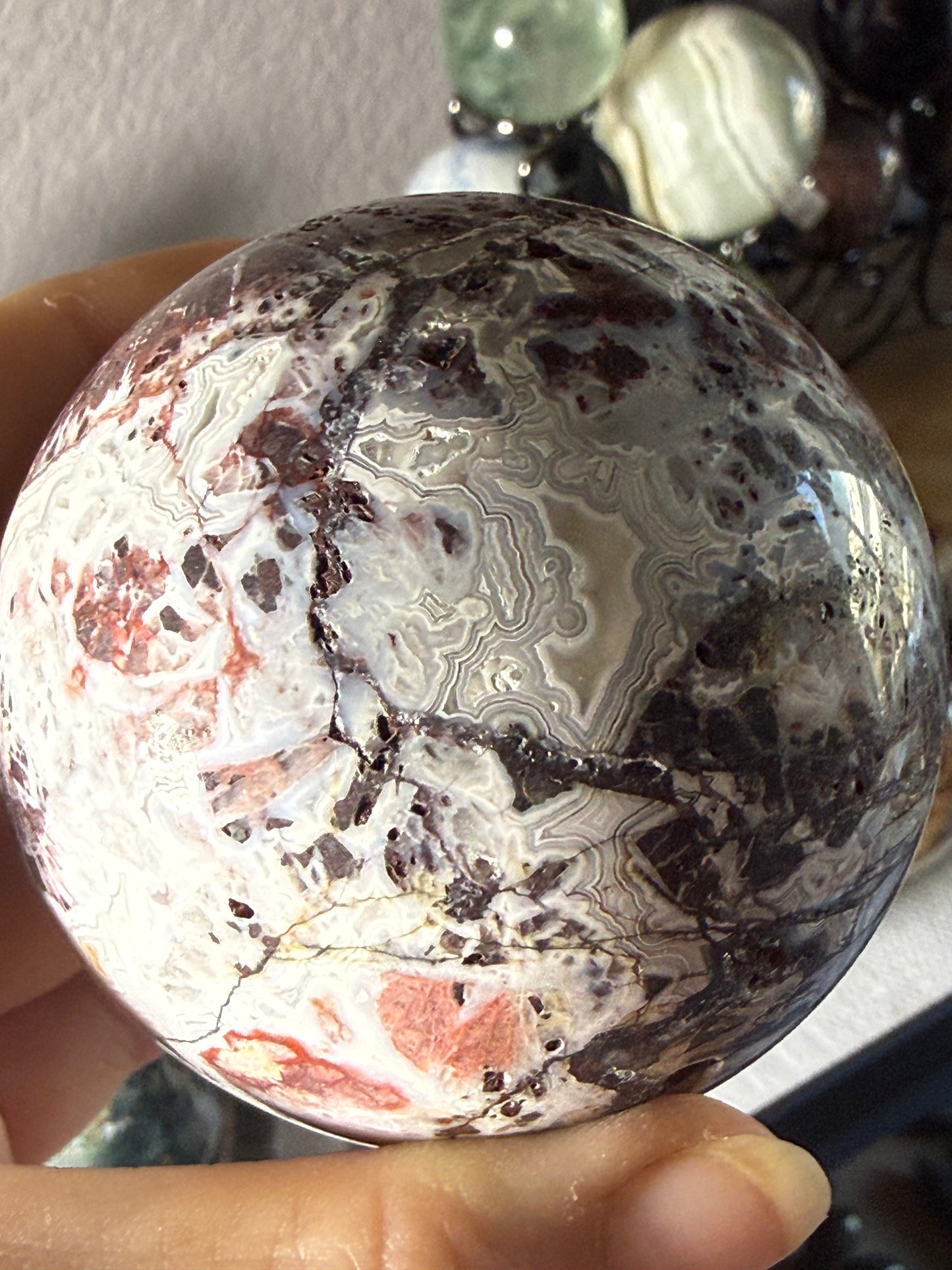 Mexican Crazy Lace Agate Sphere – Polished Banded Crystal for Joy, Balance & Uplifting Energy