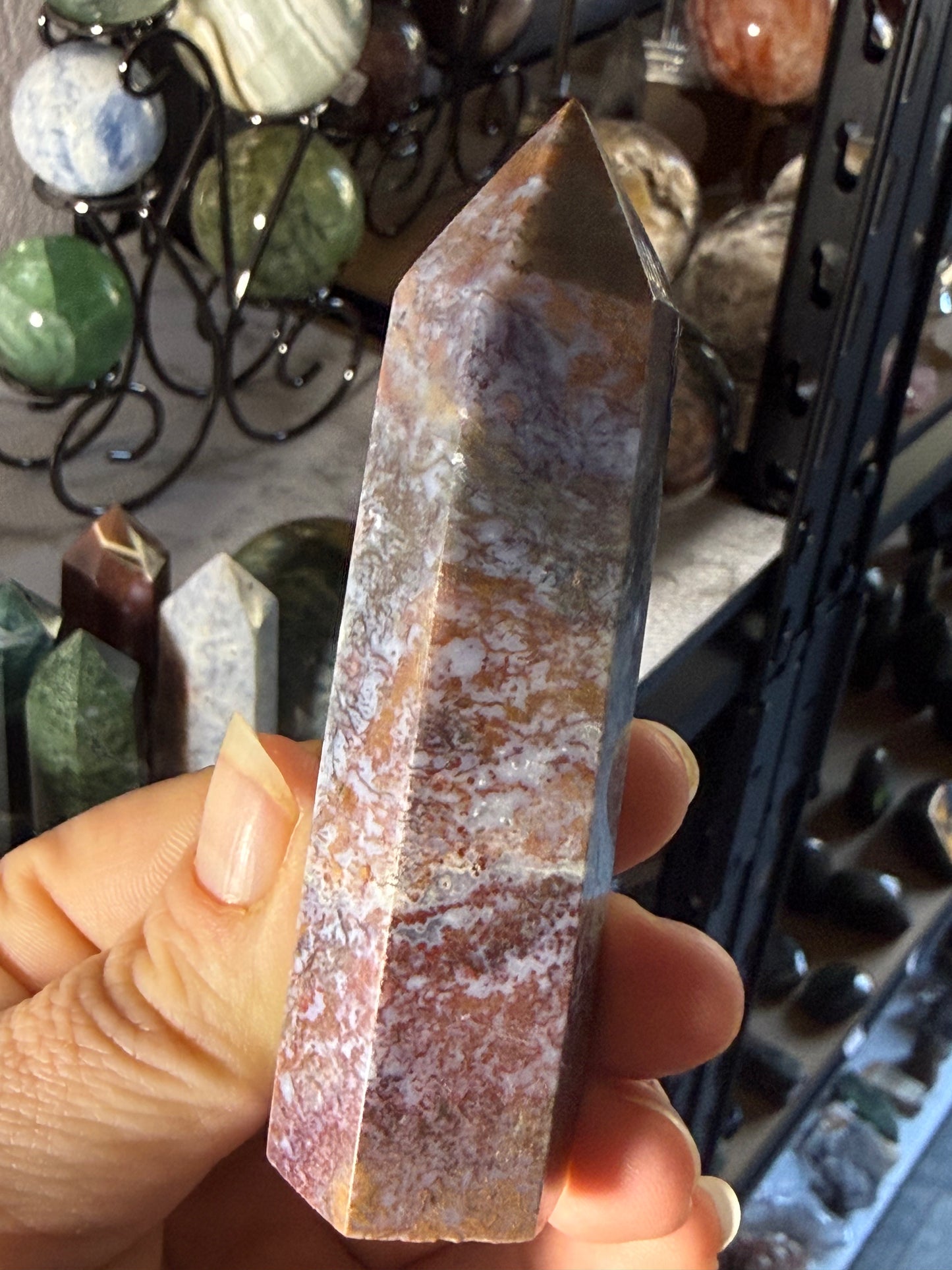 Ocean Jasper Tower – Polished Point for Joy, Renewal & Heart‑Healing Coastal Energy