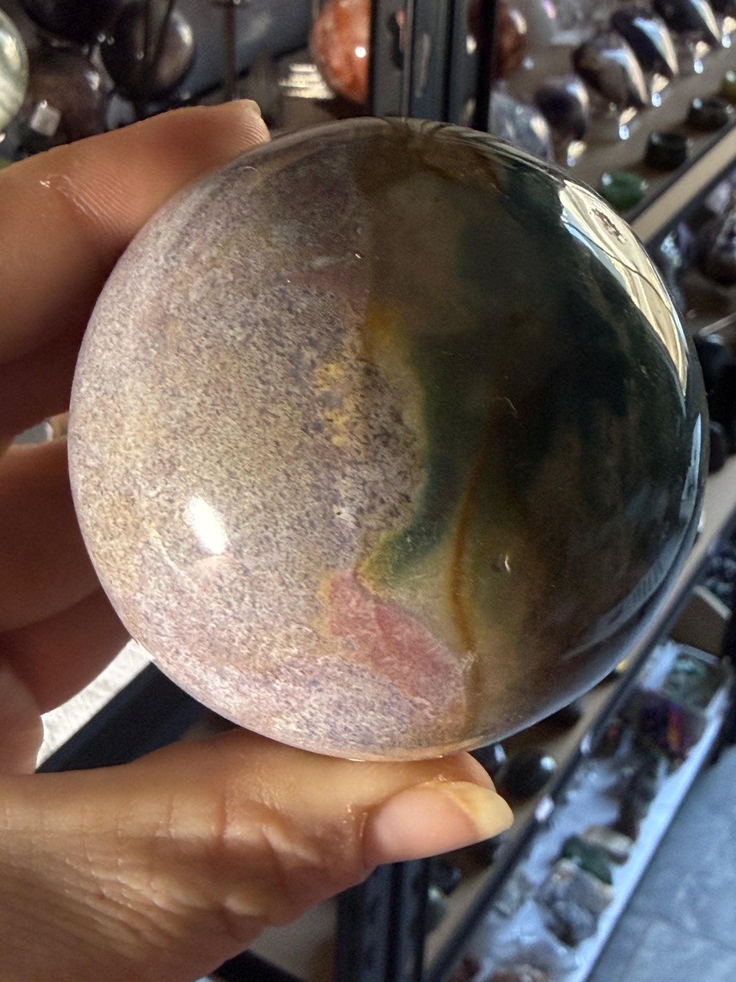 Ocean Jasper Small Sphere – Polished Mini Crystal Orb for Joy, Renewal & Heart‑Healing Energy
