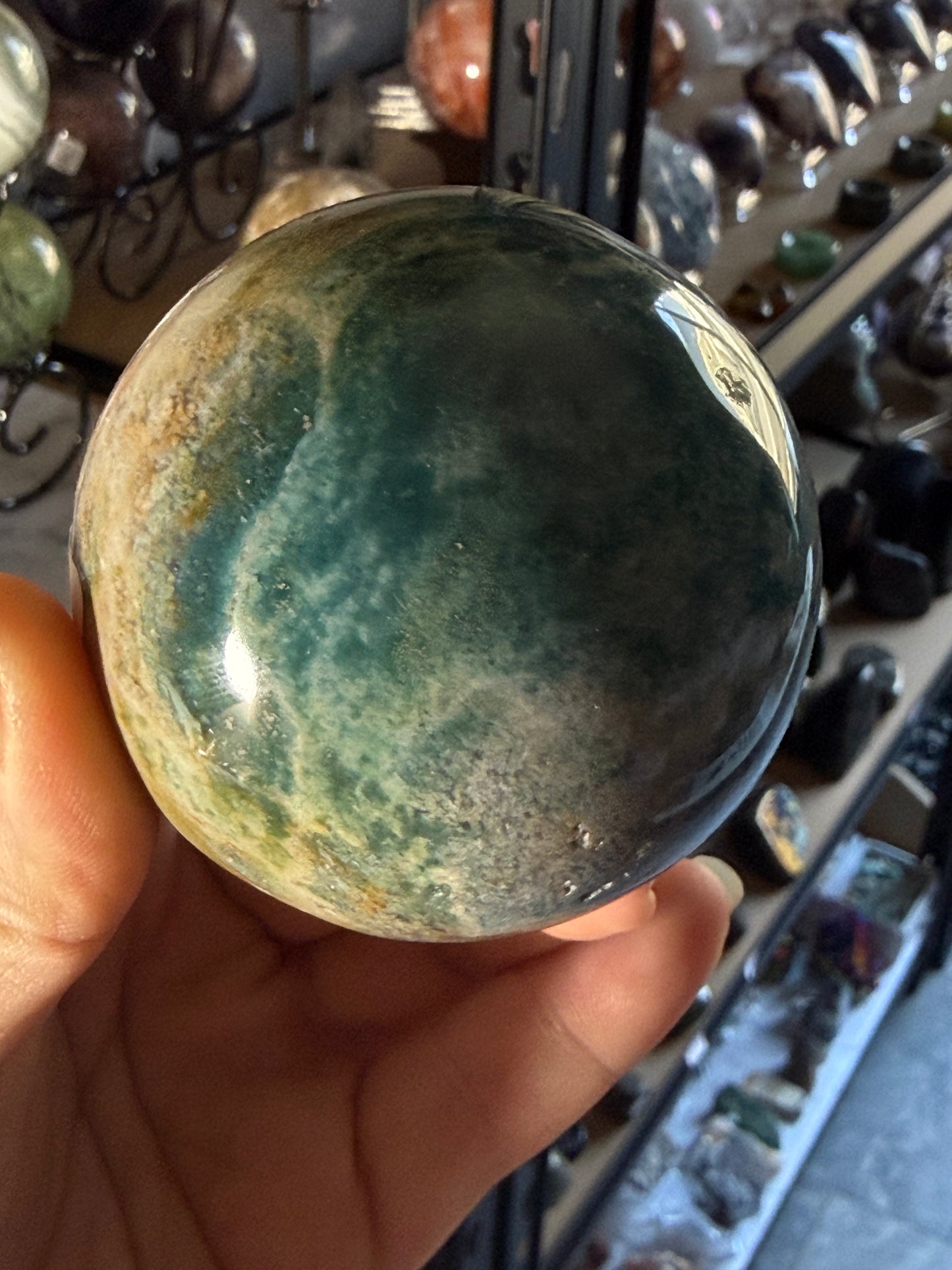 Ocean Jasper Small Sphere – Polished Mini Crystal Orb for Joy, Renewal & Heart‑Healing Energy