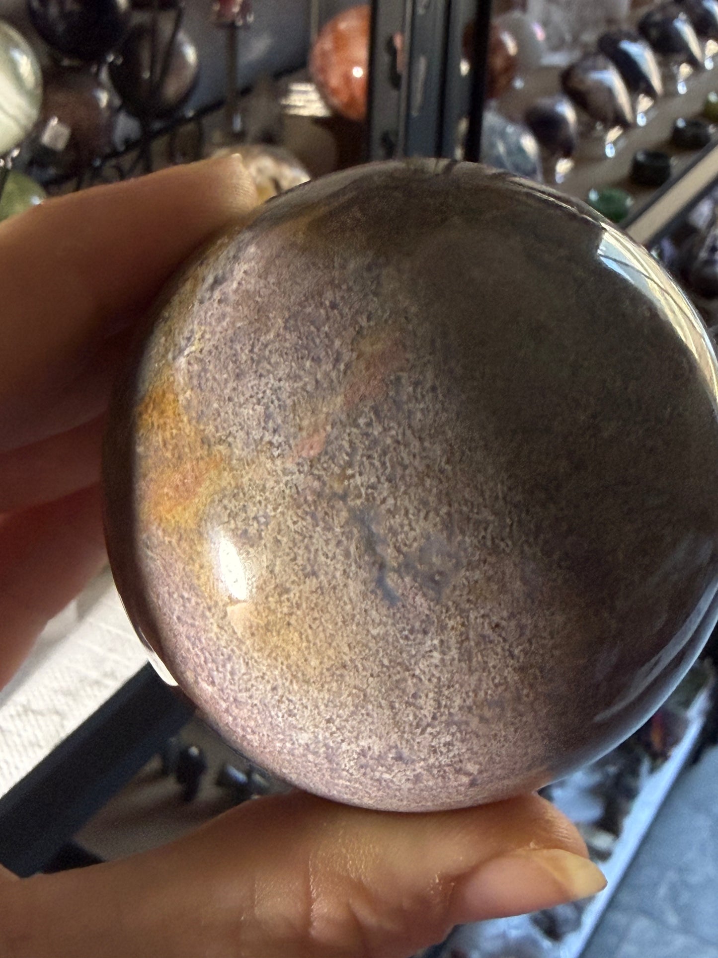 Ocean Jasper Small Sphere – Polished Mini Crystal Orb for Joy, Renewal & Heart‑Healing Energy