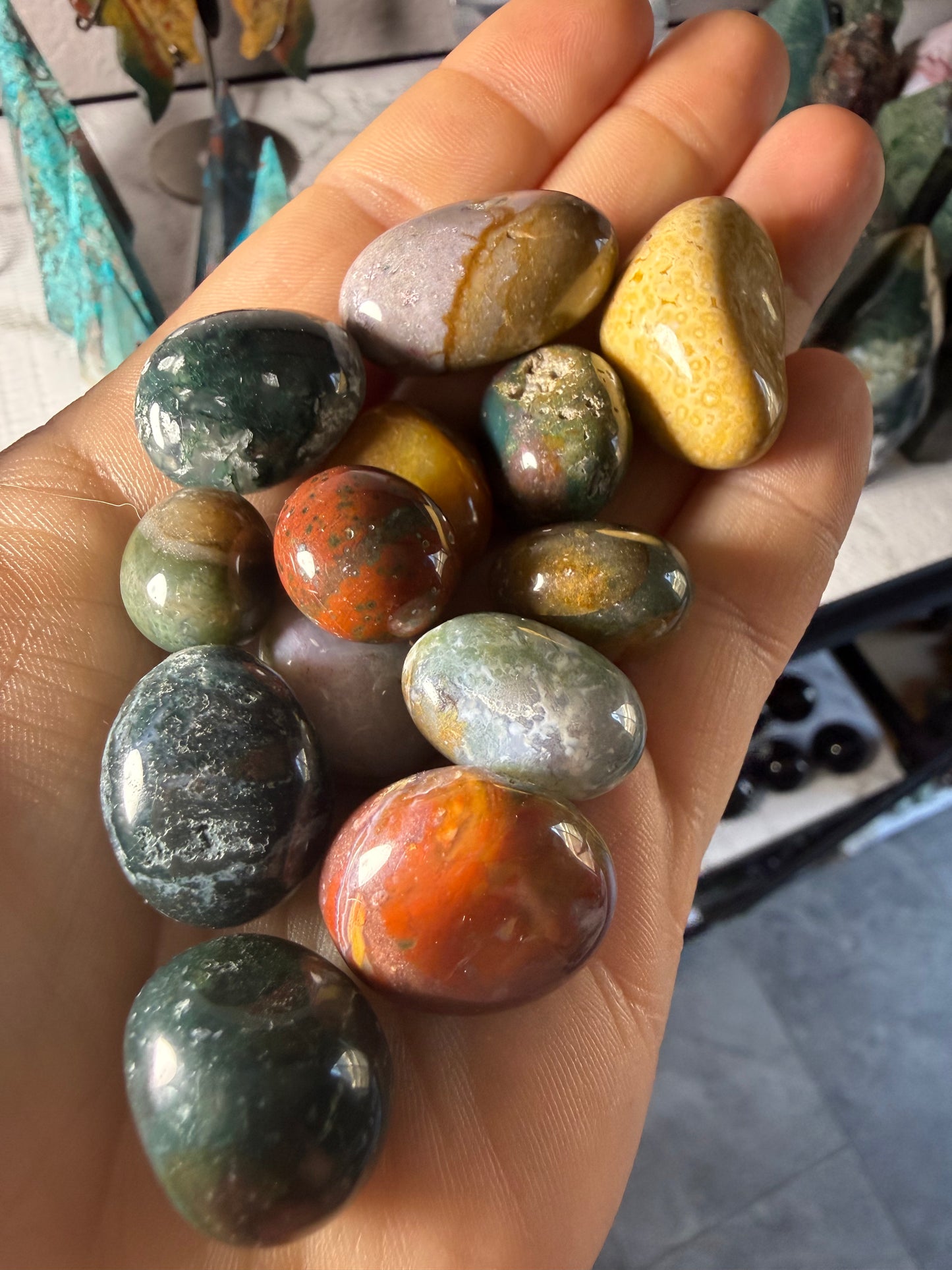 Ocean Jasper Tumbled Stones – Polished Joy & Renewal Crystals for Heart Healing & Positivity