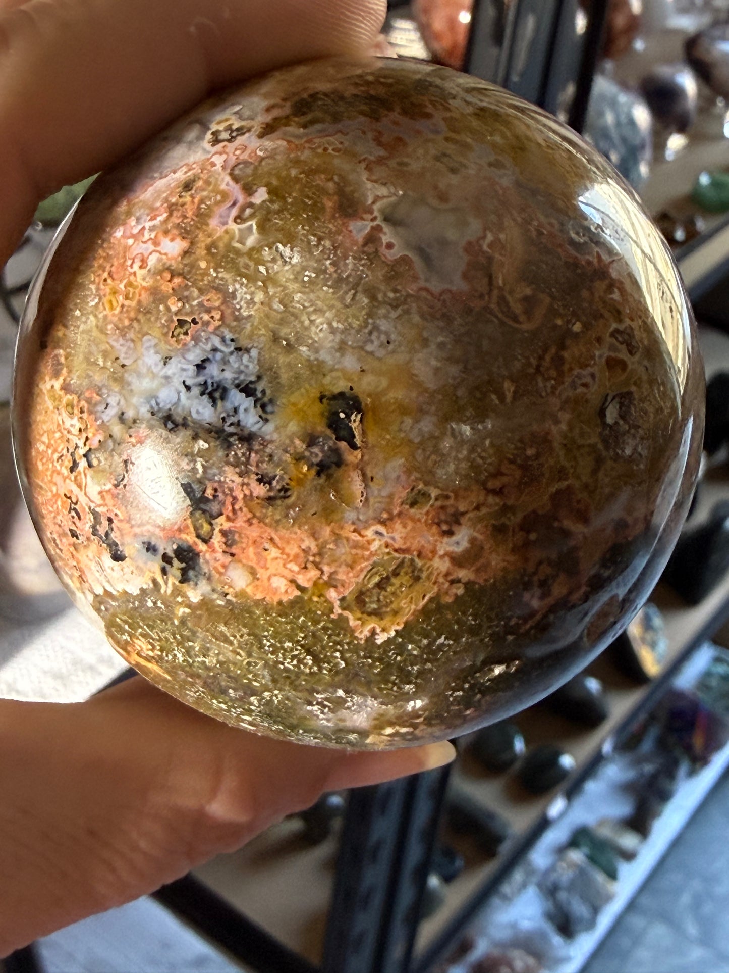 Ocean Jasper Medium Sphere – Polished Crystal Orb for Joy, Renewal & Heart‑Healing Energy