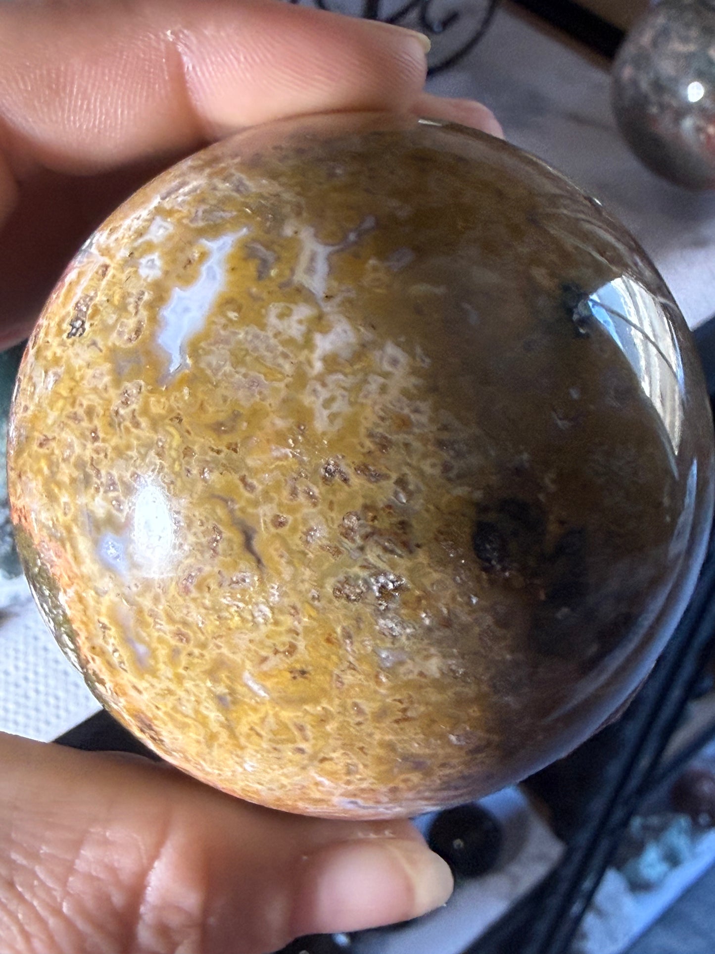 Ocean Jasper Medium Sphere – Polished Crystal Orb for Joy, Renewal & Heart‑Healing Energy