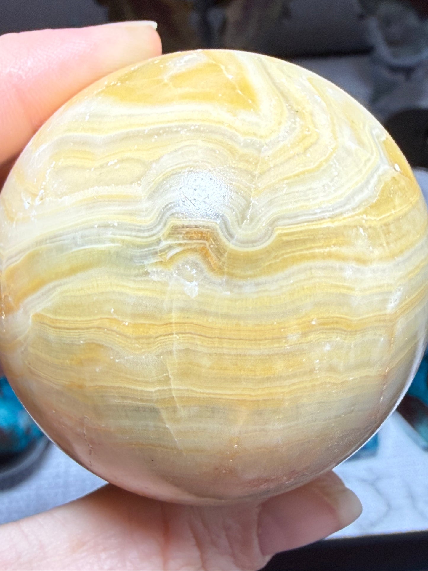Polished Honey Calcite Sphere – Large Crystal Ball for Energy, Clarity & Home Décor