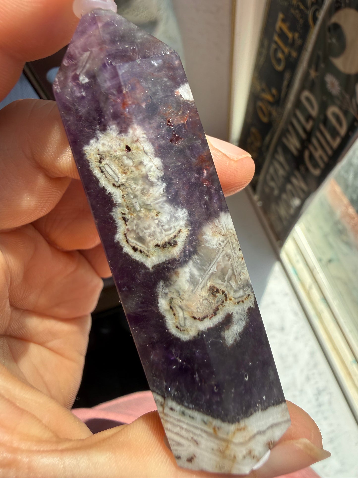 Small Dream Amethyst Tower – Chevron Amethyst Point for Calm, Intuition & Spiritual Clarity
