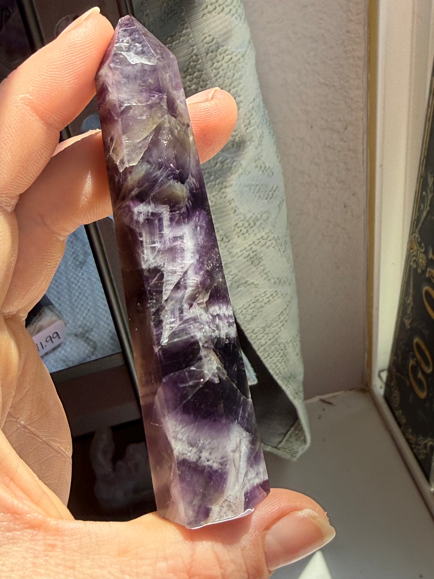 Small Dream Amethyst Tower – Chevron Amethyst Point for Calm, Intuition & Spiritual Clarity
