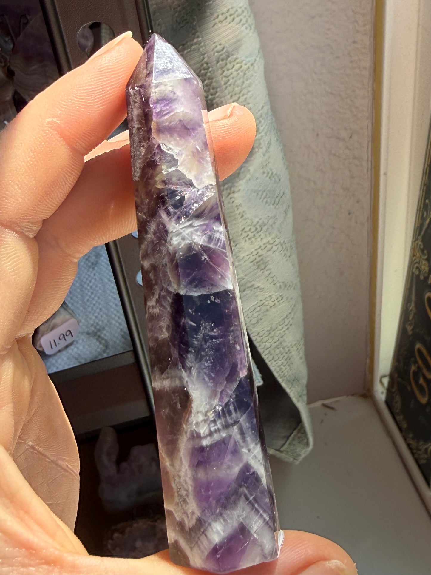 Small Dream Amethyst Tower – Chevron Amethyst Point for Calm, Intuition & Spiritual Clarity
