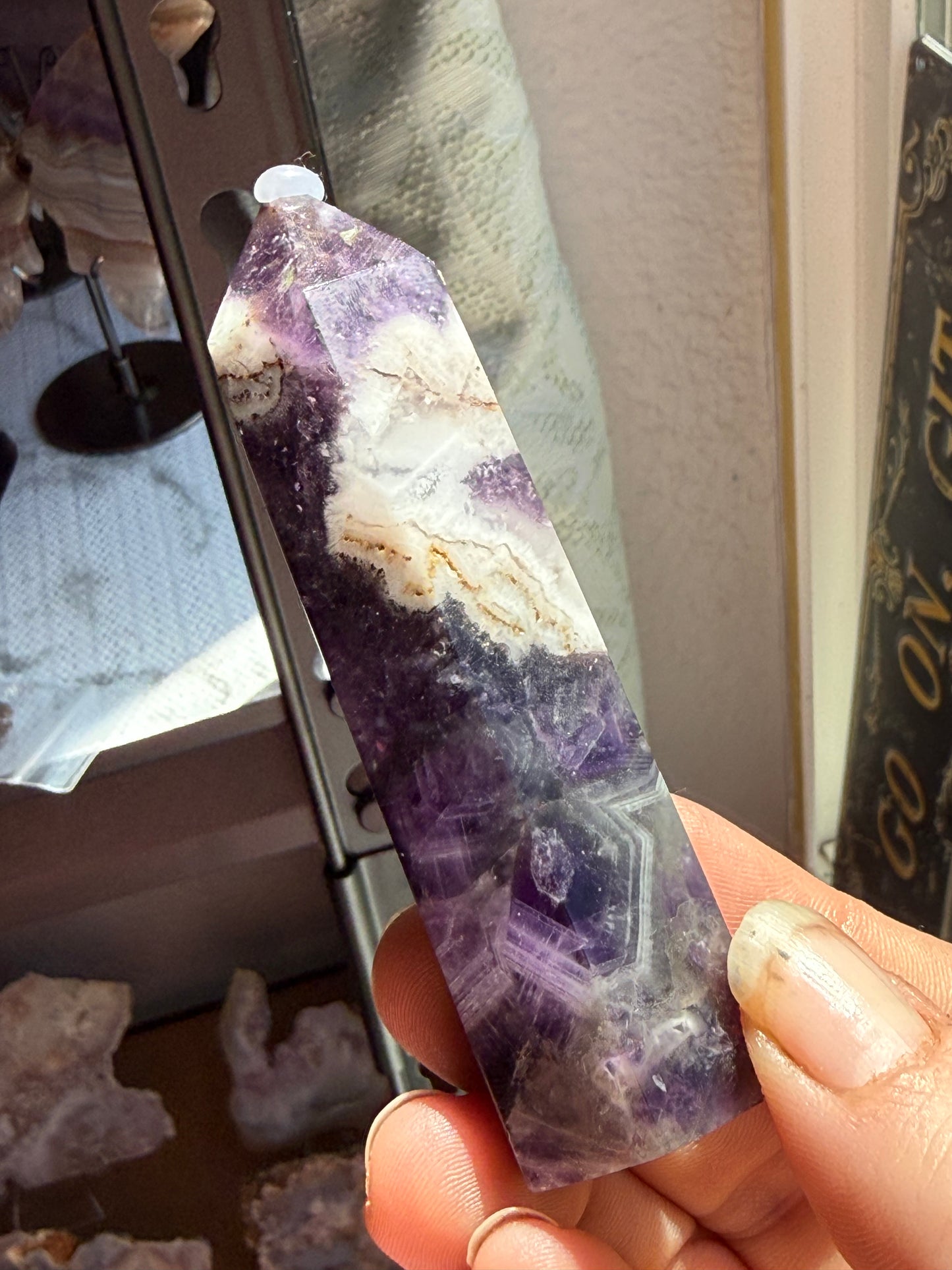 Medium Dream Amethyst Tower – Chevron Amethyst Point for Intuition, Calm & Spiritual Alignment