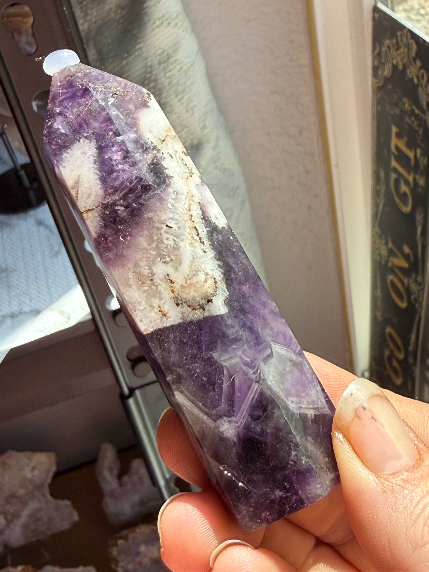 Medium Dream Amethyst Tower – Chevron Amethyst Point for Intuition, Calm & Spiritual Alignment