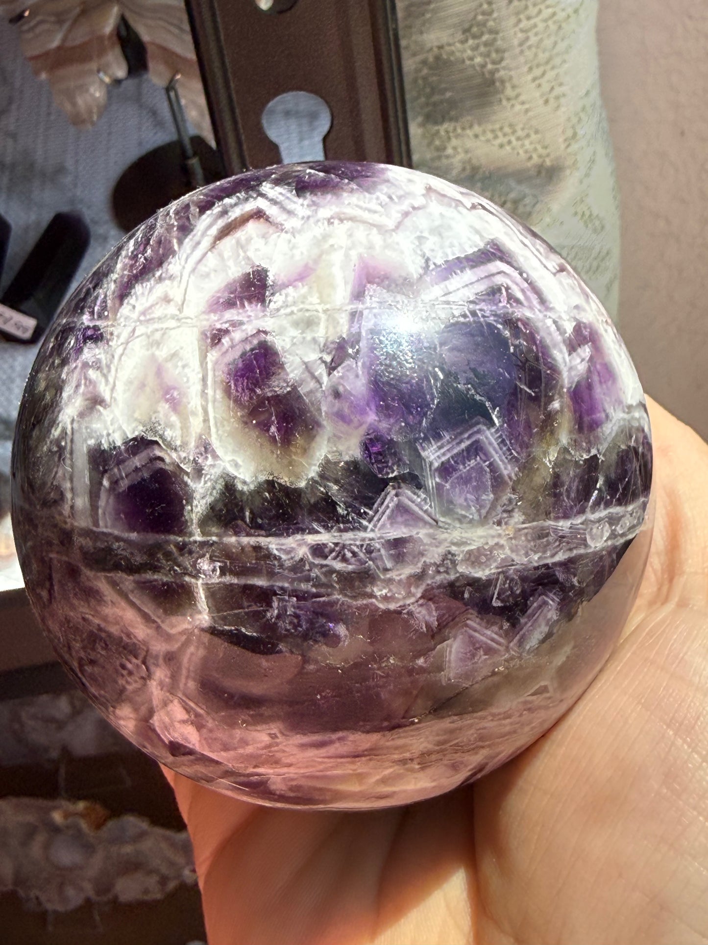 Dream Amethyst Sphere 27oz | Radiant Purple & White Bands | Decorative Gemstone