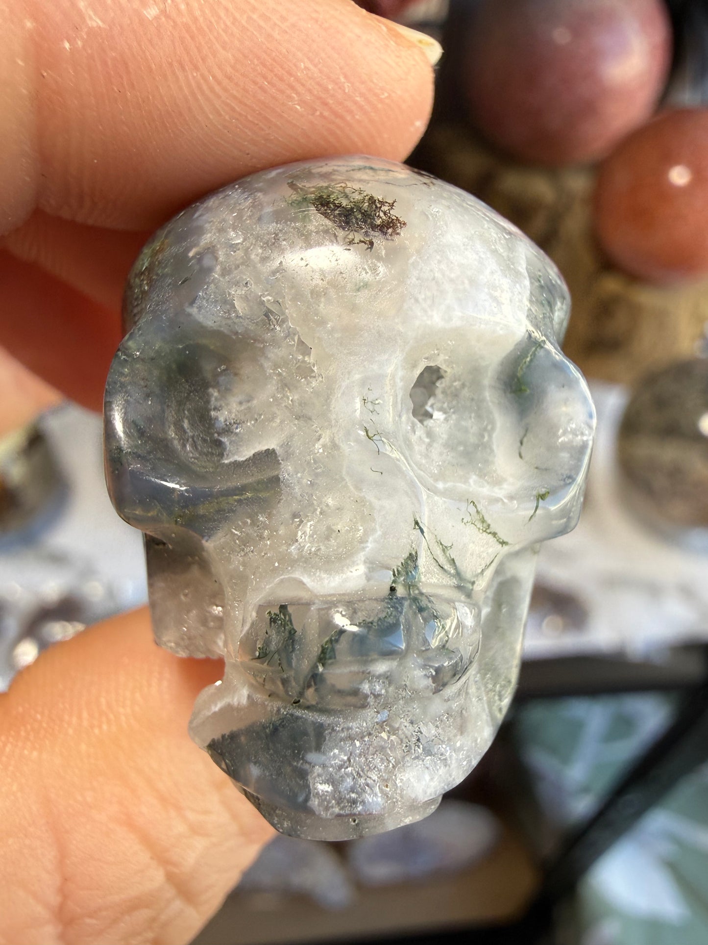 Moss Agate Mini Druzy Skulls | Growth, Grounding & Nature‑Spirit Energy