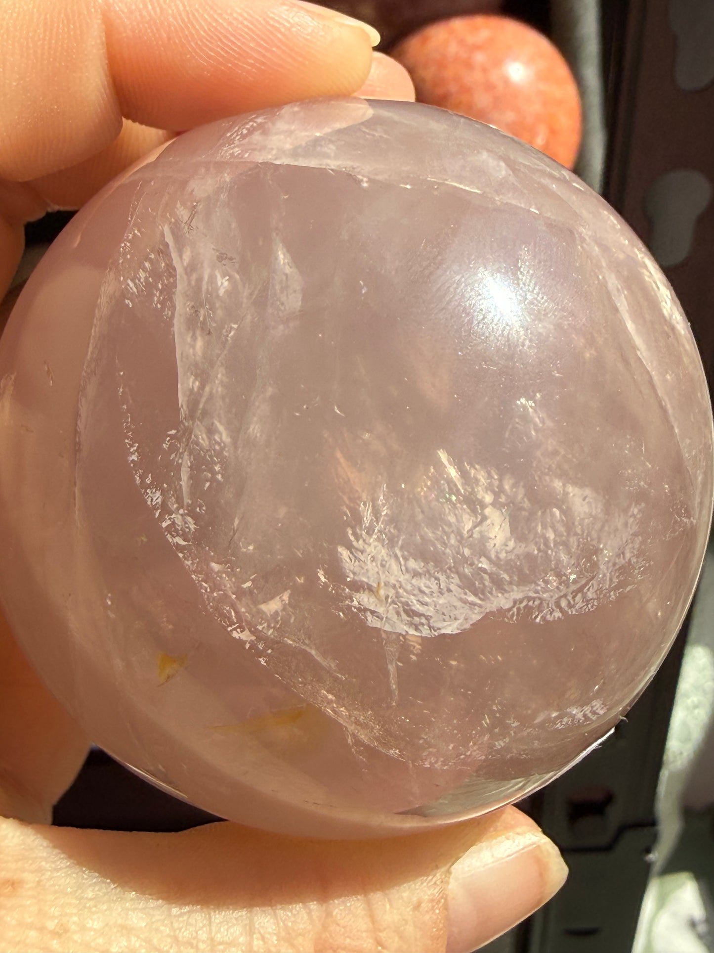 Medium Rose Quartz Sphere – Polished Crystal Orb for Love, Peace & Heart‑Healing Energy