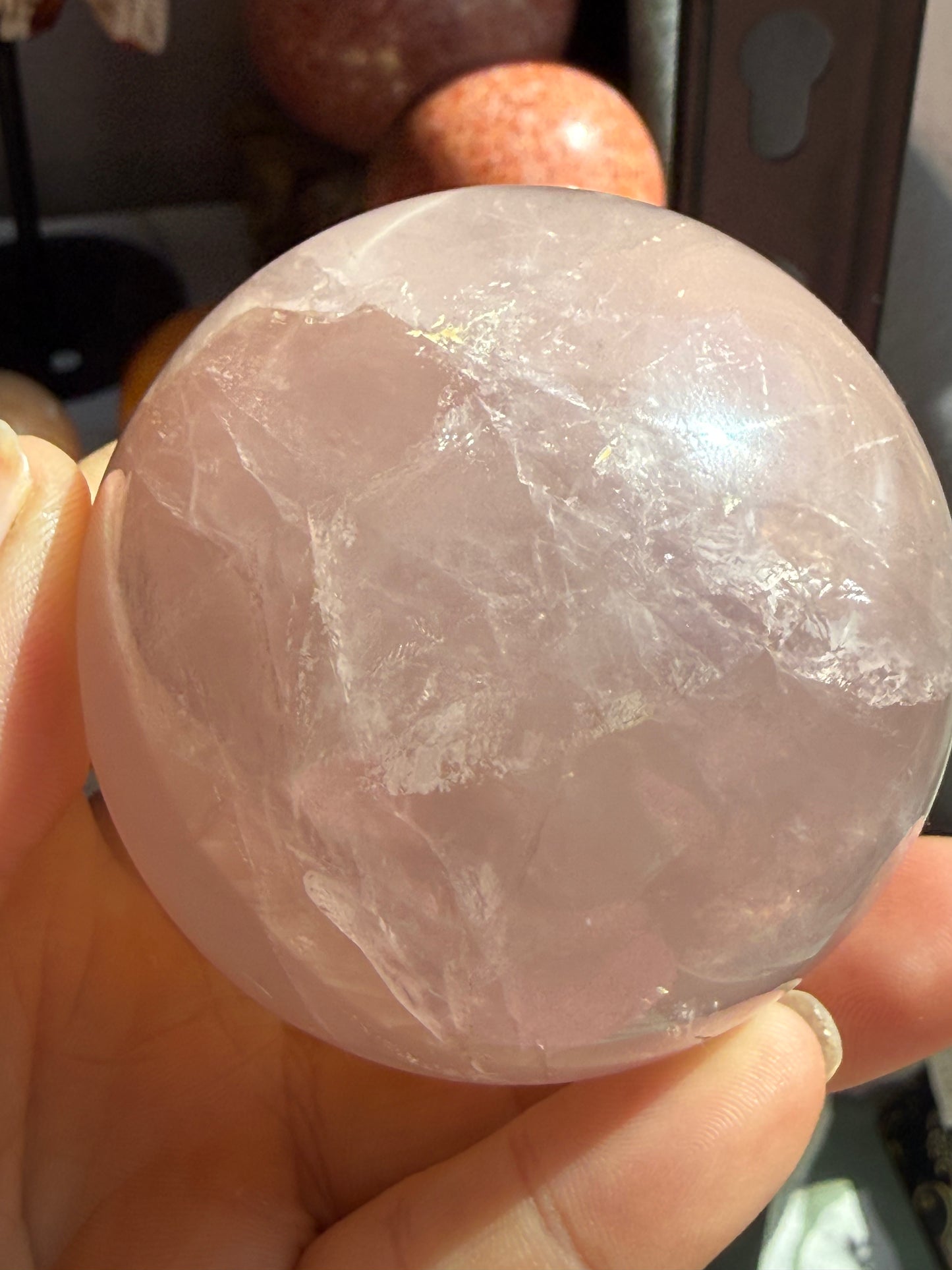 Medium Rose Quartz Sphere – Polished Crystal Orb for Love, Peace & Heart‑Healing Energy