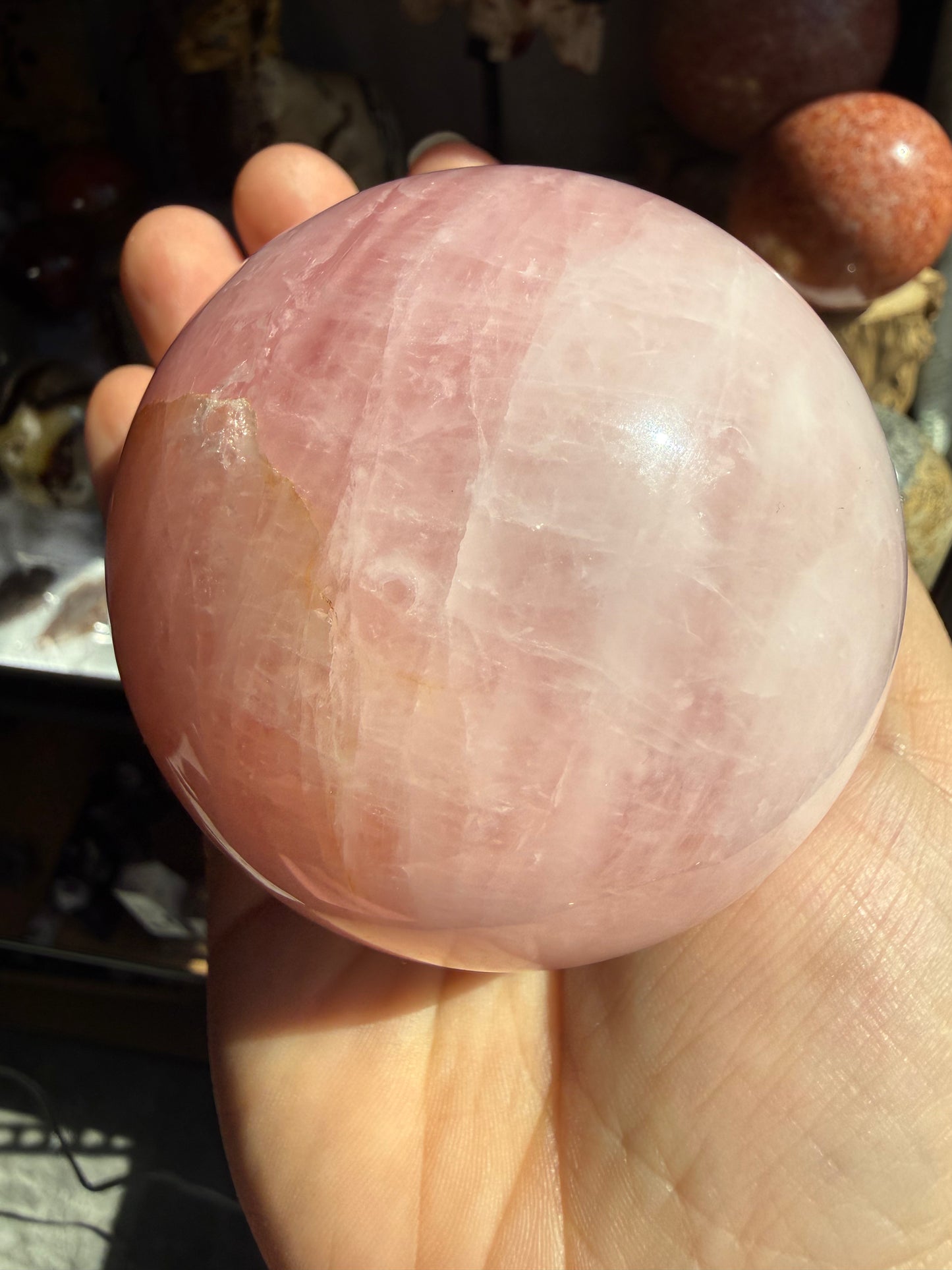 Rose Quartz Large Sphere – Polished Crystal Orb for Love, Peace & Heart‑Healing Energy