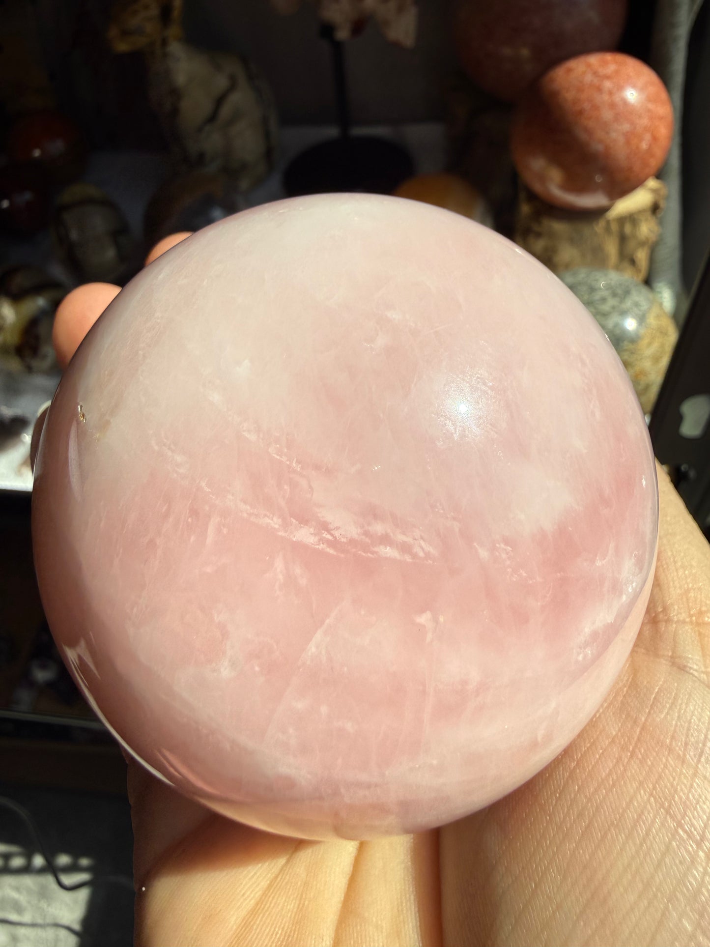 Rose Quartz Large Sphere – Polished Crystal Orb for Love, Peace & Heart‑Healing Energy