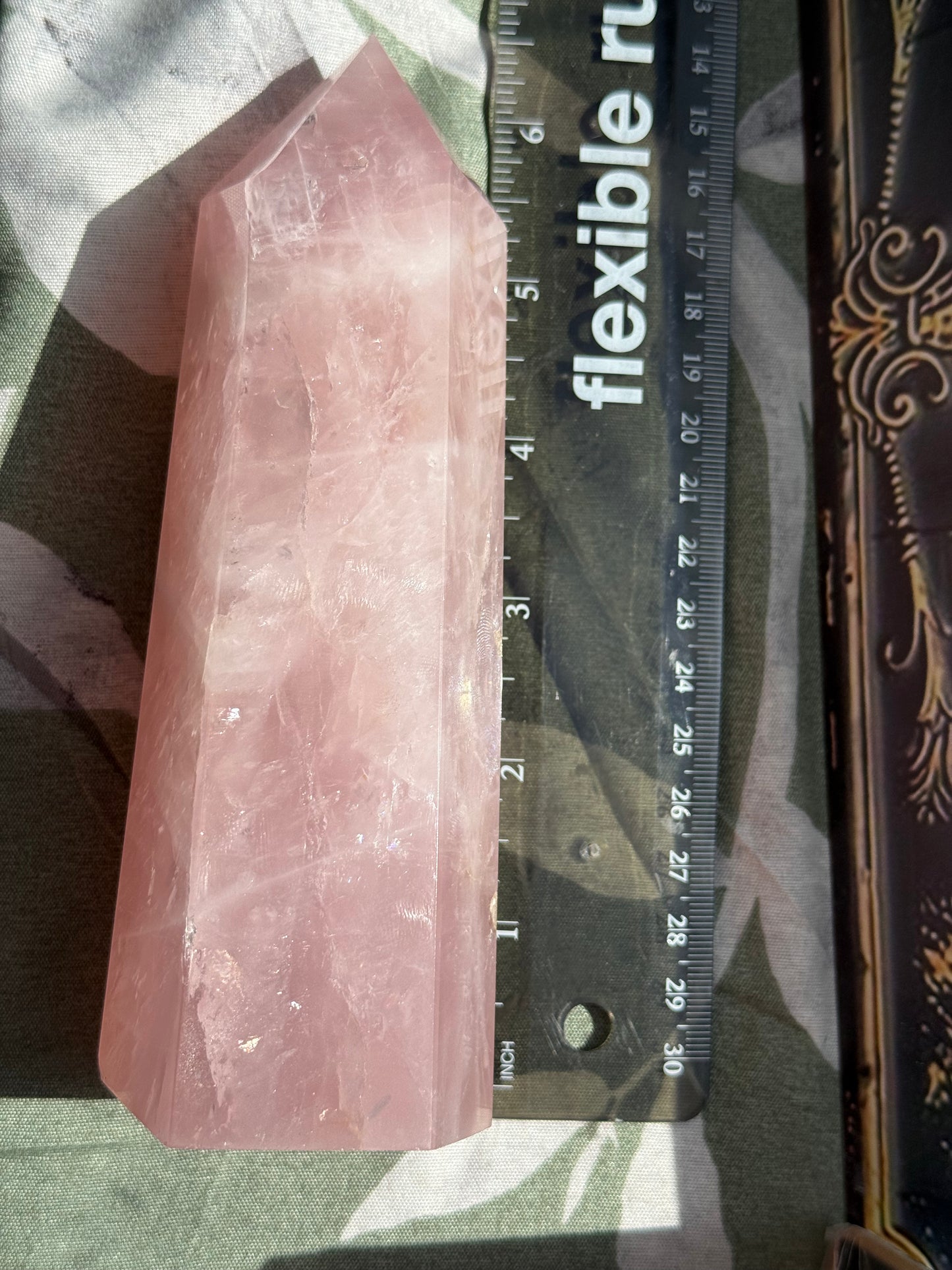 Rose Quartz Tower 1 lb 7.4 oz – Polished Crystal Point for Love, Peace & Heart‑Healing Energy