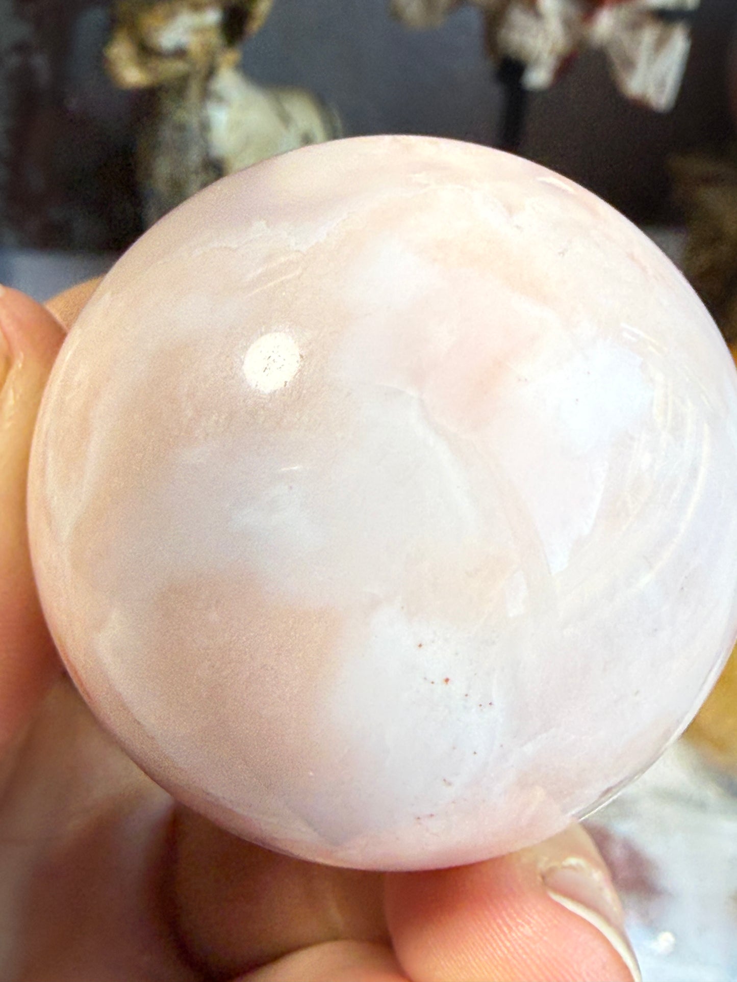 Carnelian Flower Agate Sphere – 4.7 oz Polished Crystal for Creativity, Joy & Emotional Growth