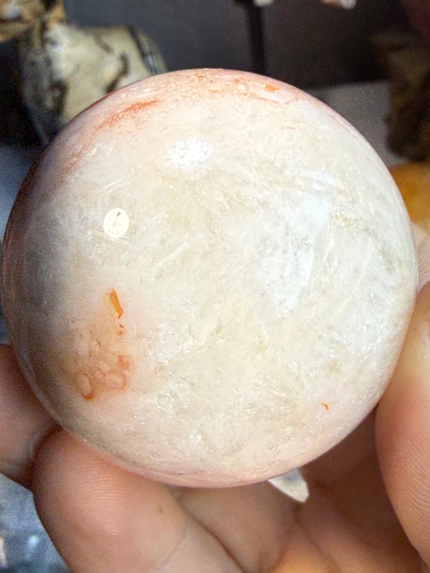 Carnelian Flower Agate Sphere – 5.6 oz Polished Crystal for Creativity, Joy & Empowered Growth