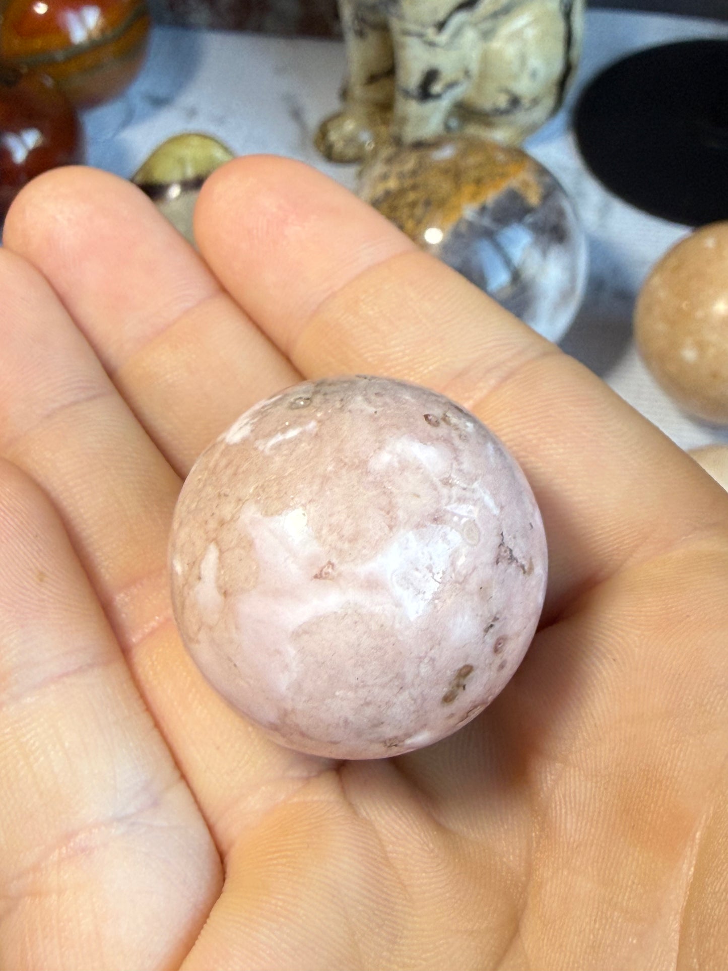 Carnelian Flower Agate Sphere – 1.2 oz Mini Crystal for Creativity, Joy & Gentle Growth