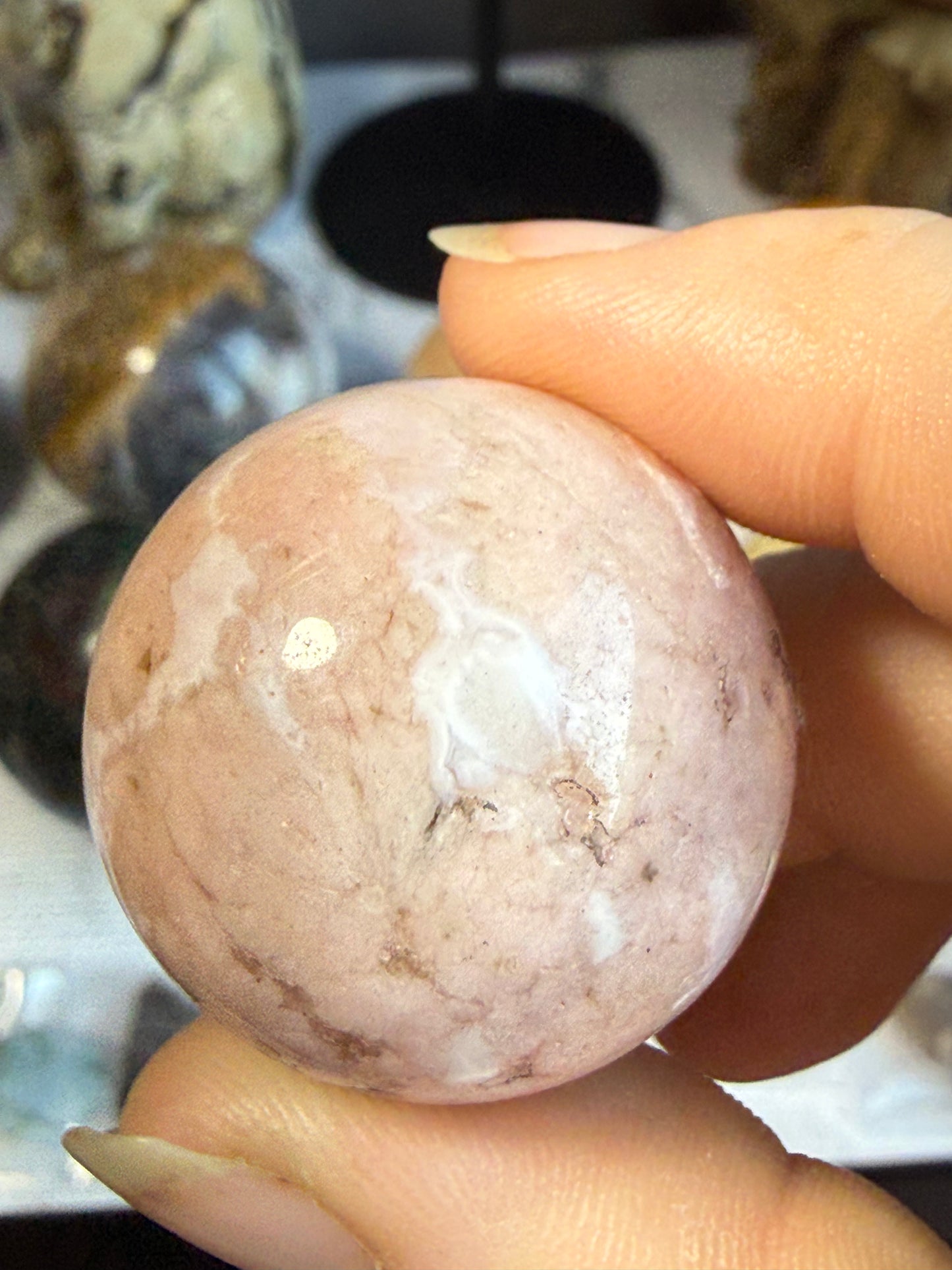 Carnelian Flower Agate Sphere – 1.2 oz Mini Crystal for Creativity, Joy & Gentle Growth