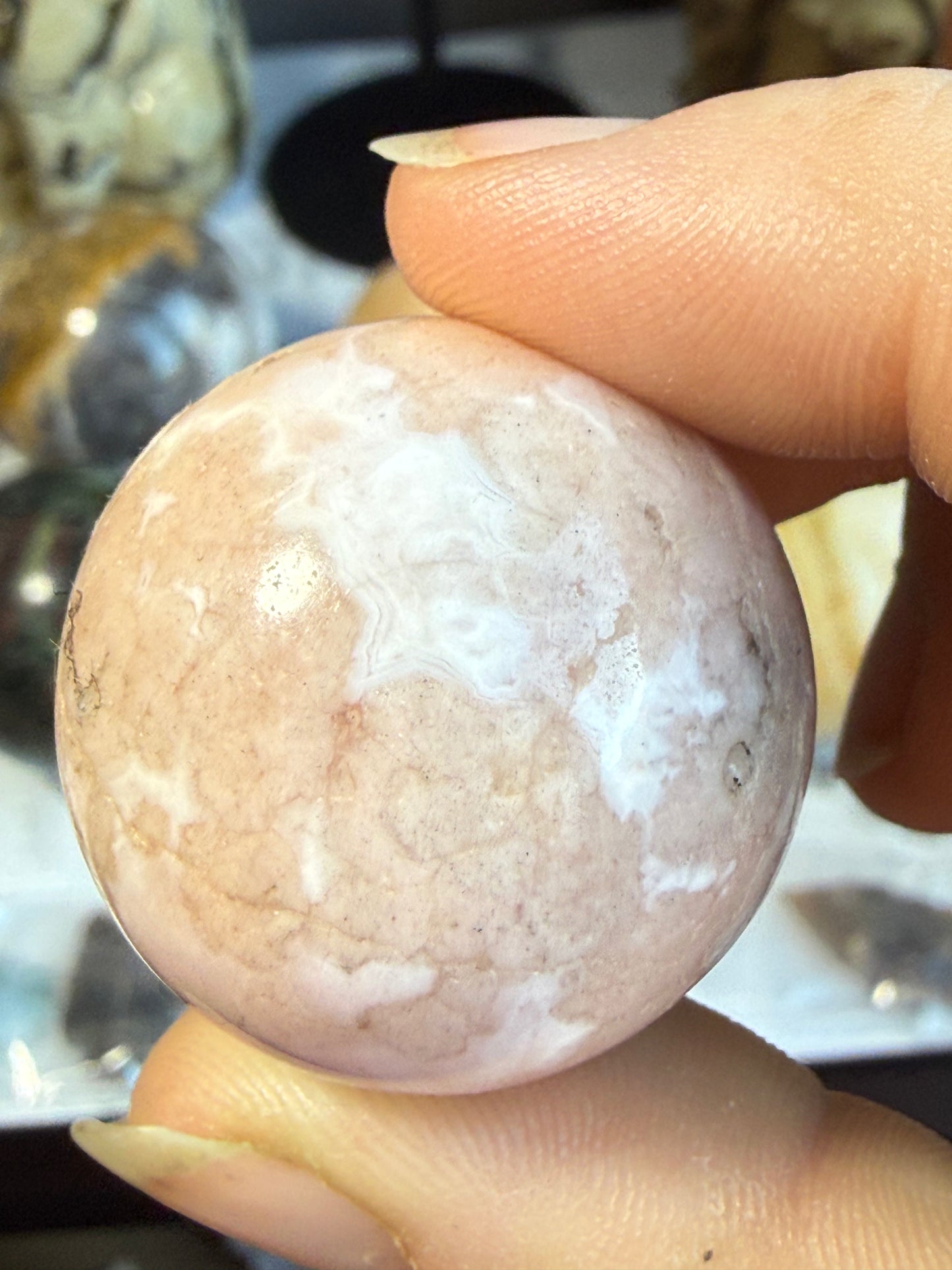 Carnelian Flower Agate Sphere – 1.2 oz Mini Crystal for Creativity, Joy & Gentle Growth