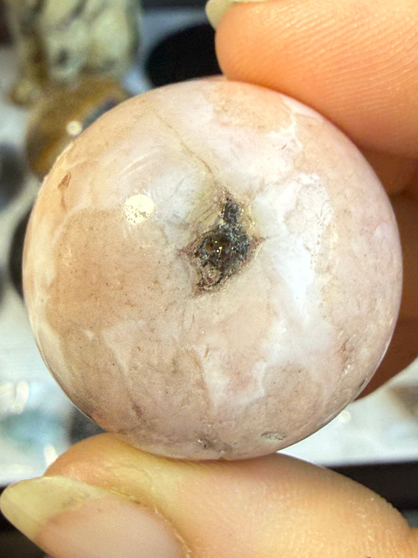 Carnelian Flower Agate Sphere – 1.2 oz Mini Crystal for Creativity, Joy & Gentle Growth