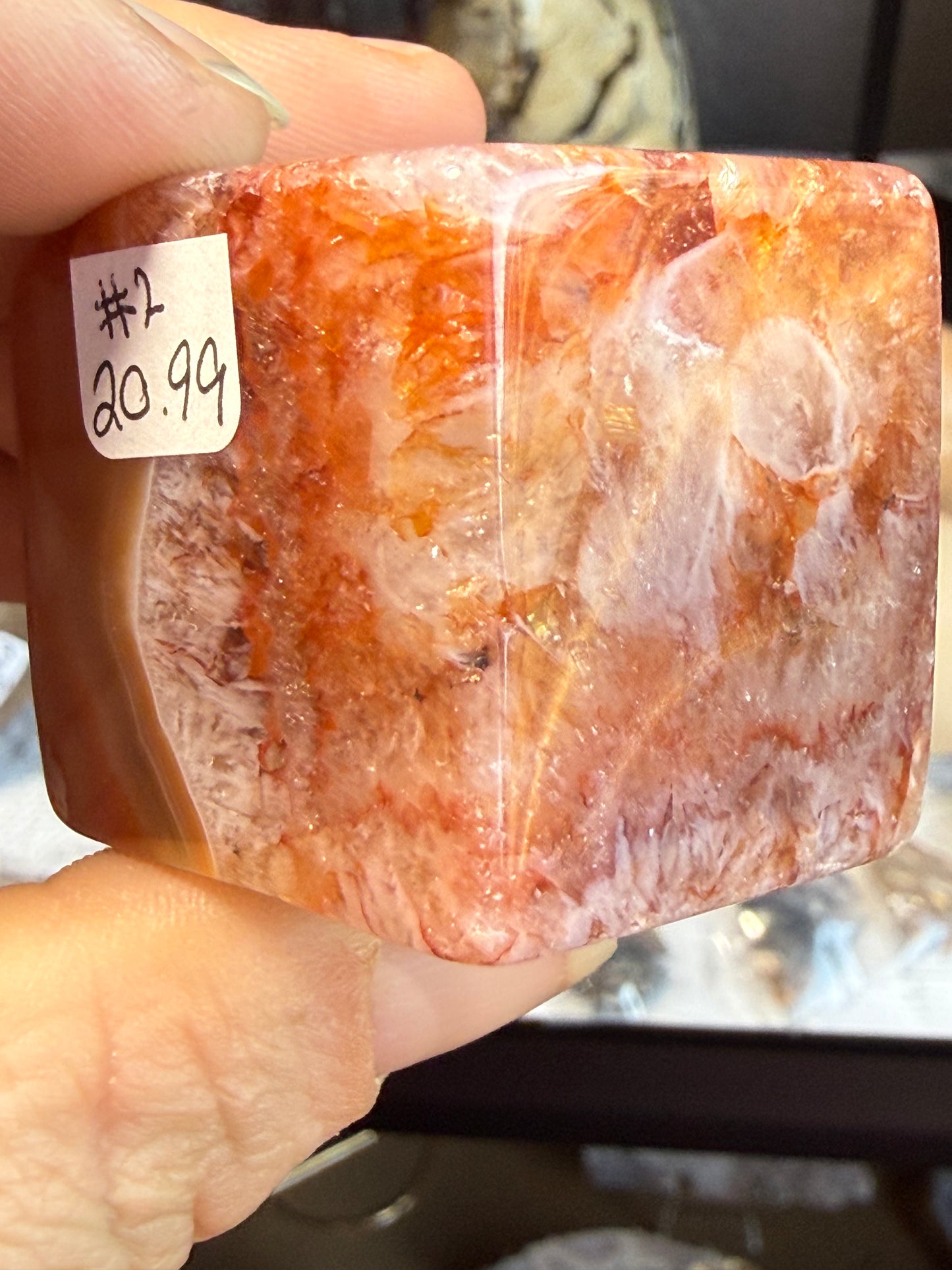 Carnelian Cube – 3 oz Polished Crystal for Strength, Creativity & Grounded Vitality