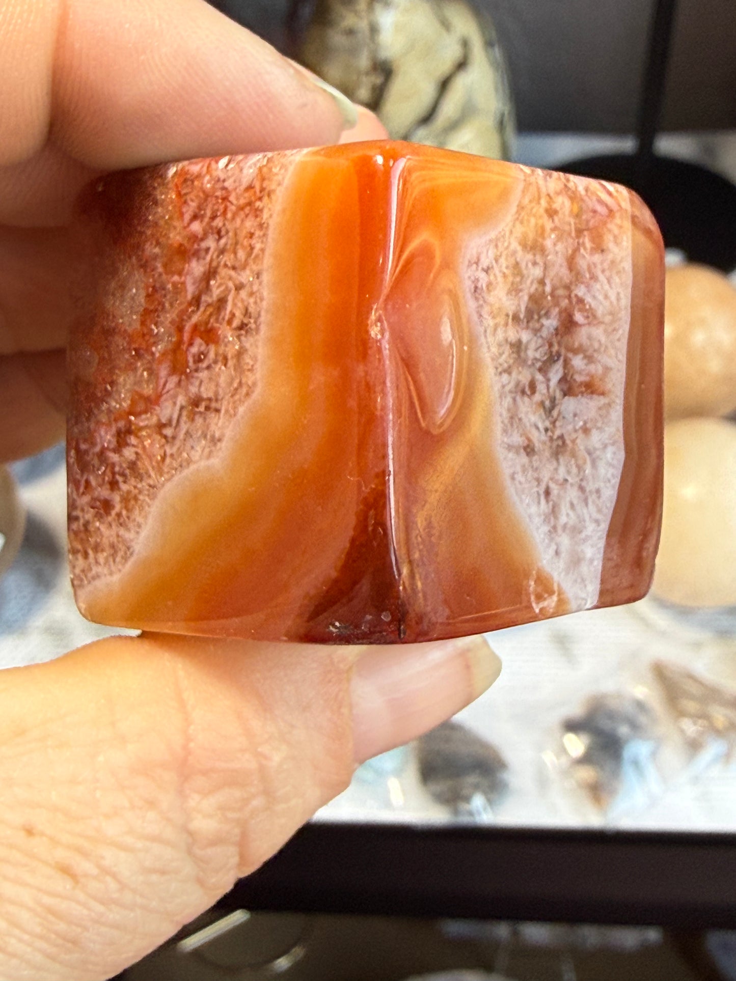 Carnelian Cube – 3 oz Polished Crystal for Strength, Creativity & Grounded Vitality