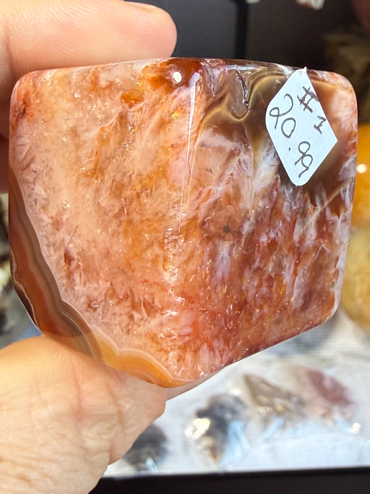 Carnelian Cube – 3 oz Polished Crystal for Strength, Creativity & Grounded Vitality