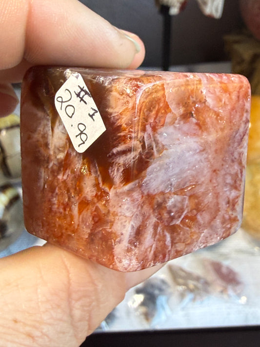 Carnelian Cube – 3 oz Polished Crystal for Strength, Creativity & Grounded Vitality