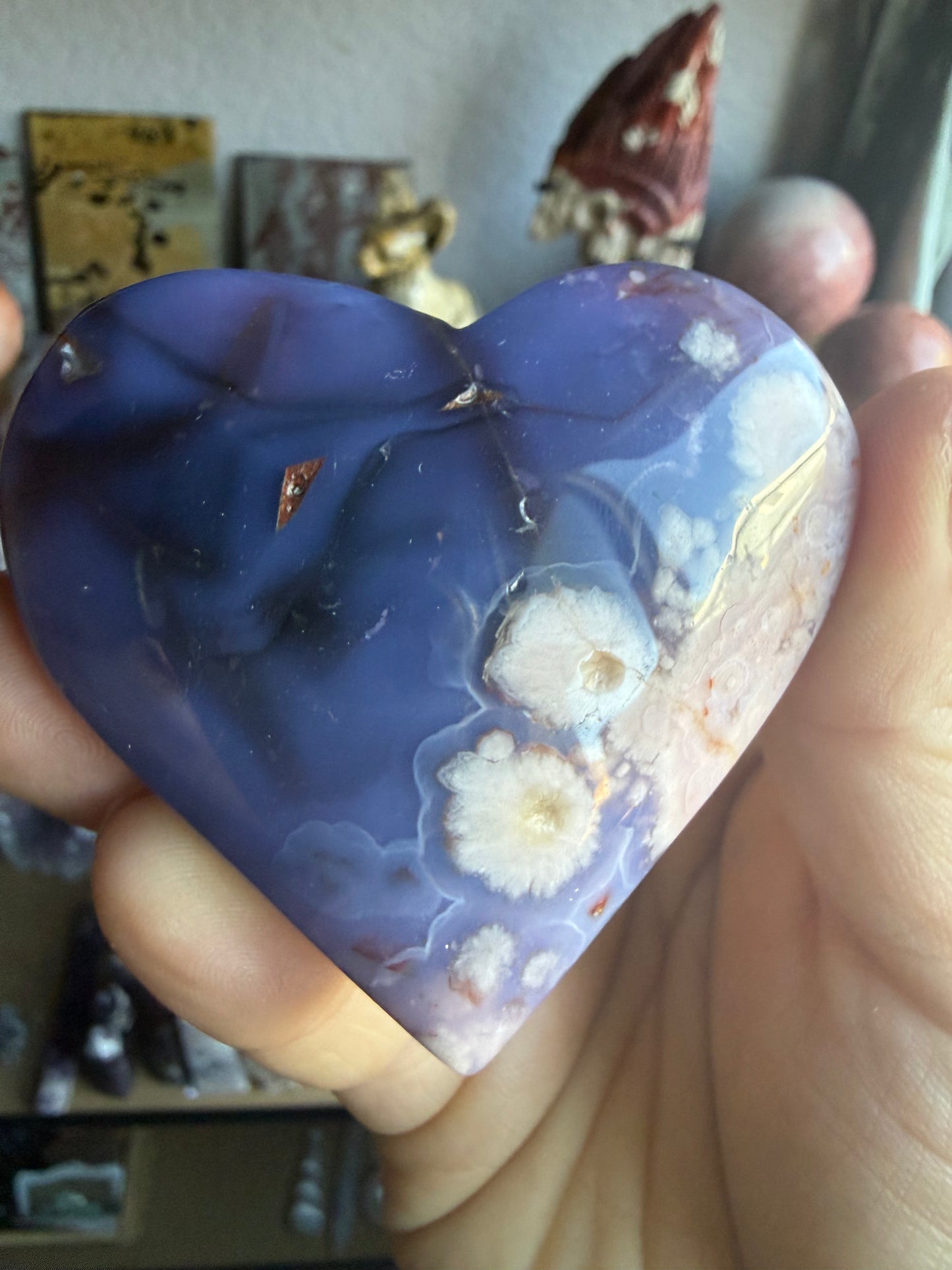 Blue-Flower Agate Heart | Healing, Growth & Emotional Balance