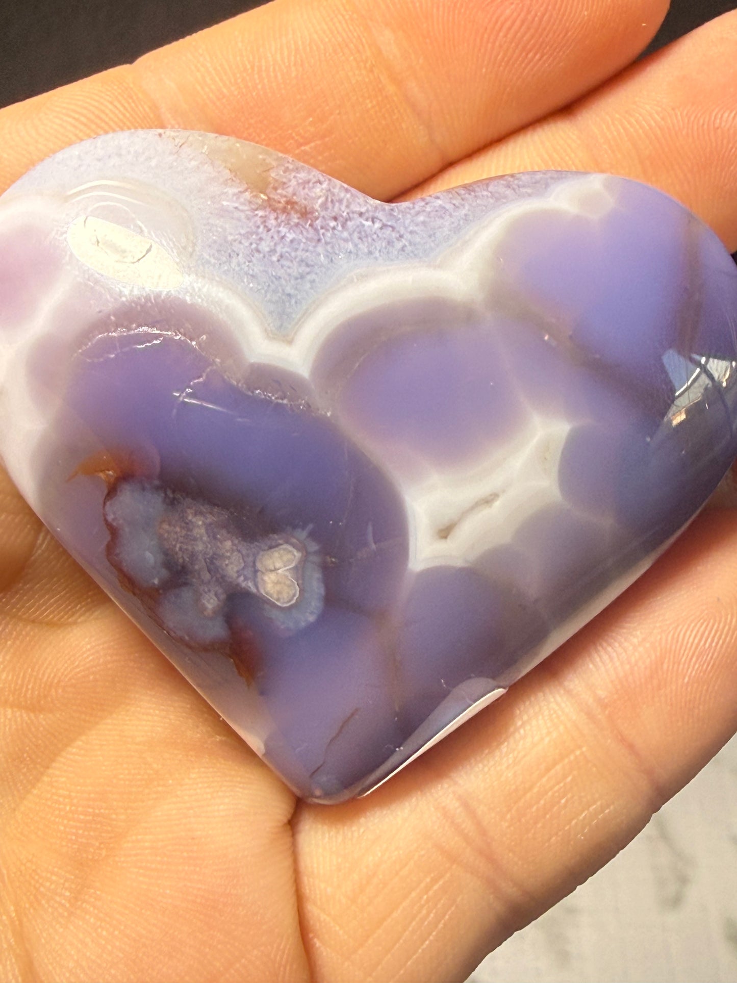 Blue-Flower Agate Heart | Healing, Growth & Emotional Balance