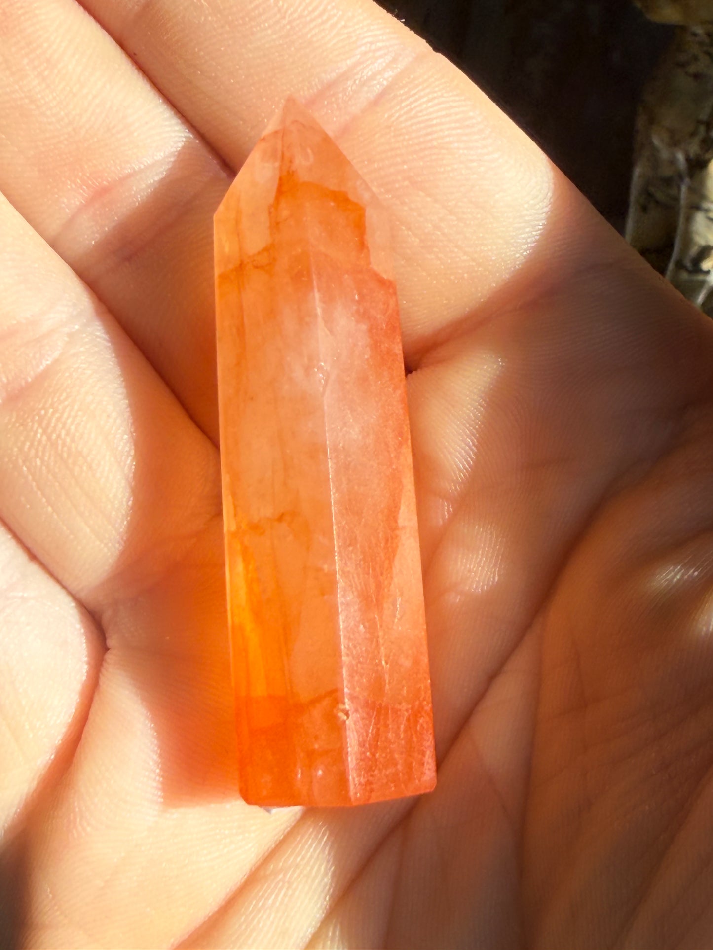 Fire Quartz Tower 0.8 oz – Polished Crystal Point for Energy, Passion & Emotional Clarity