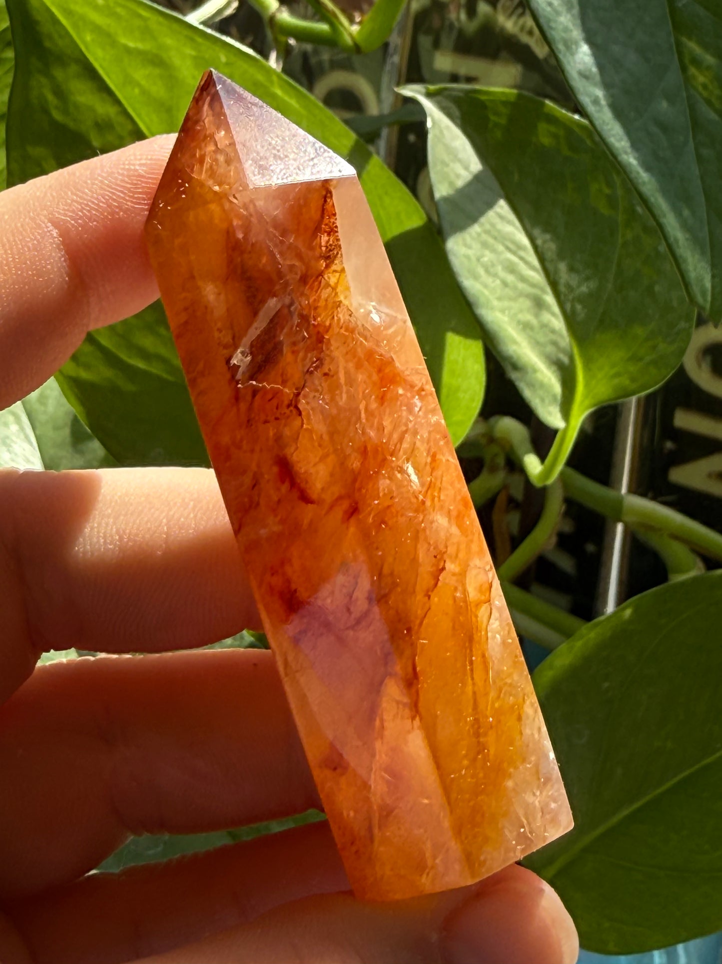 Fire Quartz Tower 2.4 oz – Polished Crystal Point for Energy, Passion & Focused Alignment