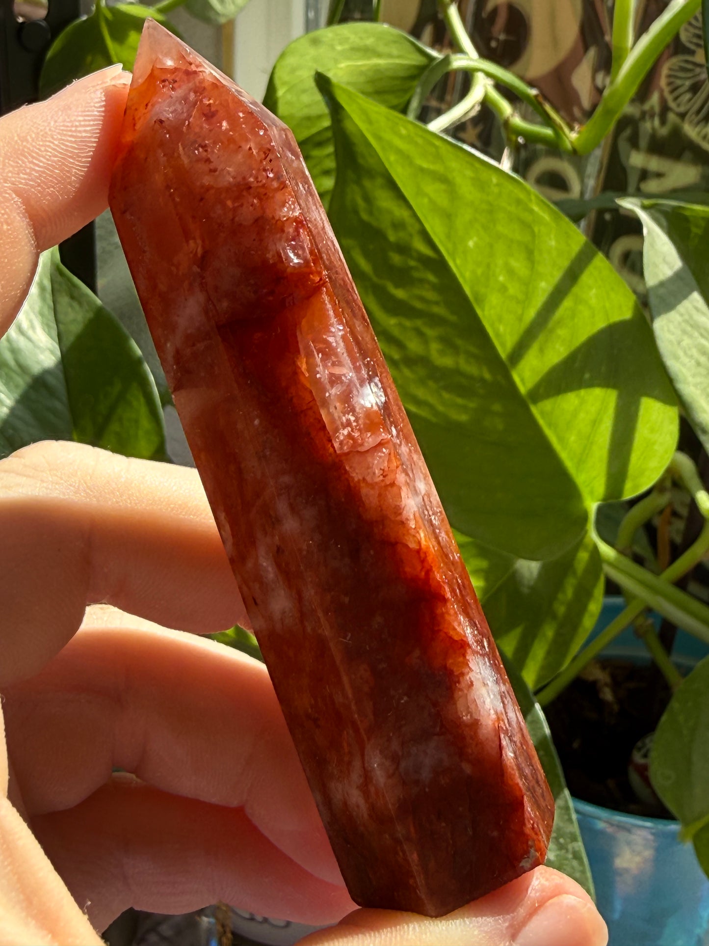 Fire Quartz Tower 2.7 oz – Polished Crystal Point for Energy, Passion & Emotional Balance