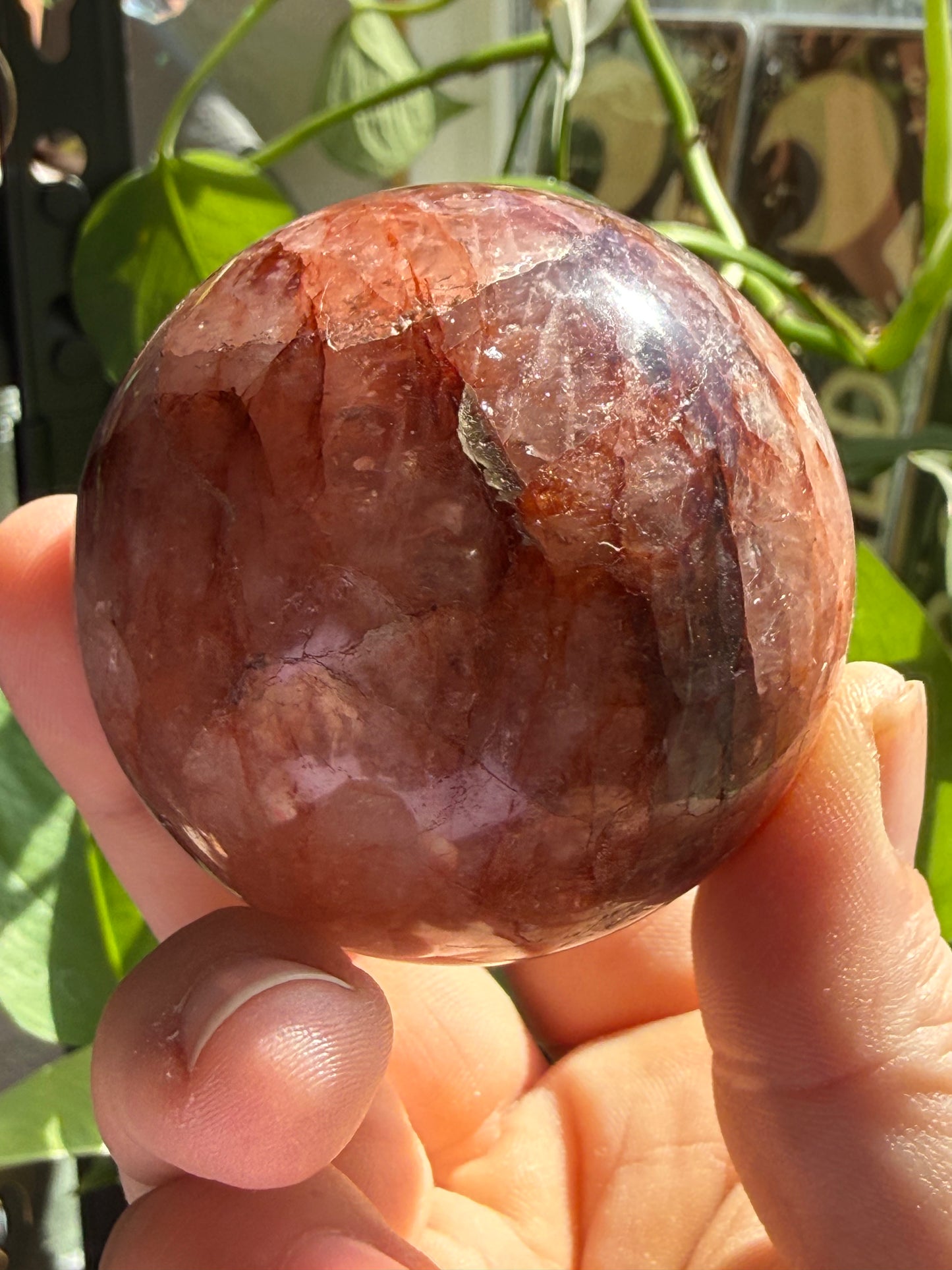 Fire Quartz Sphere – Polished Crystal Orb for Energy, Passion & Emotional Balance