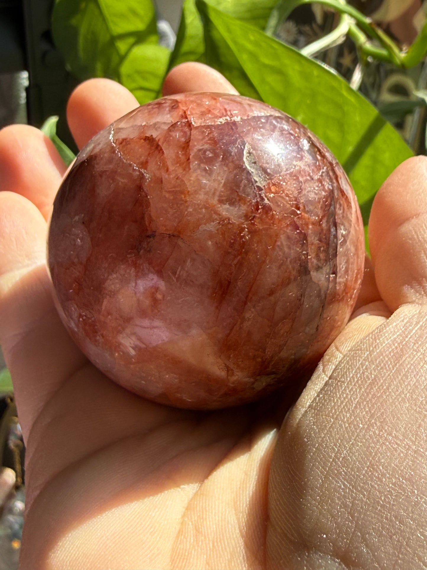 Fire Quartz Sphere – Polished Crystal Orb for Energy, Passion & Emotional Balance