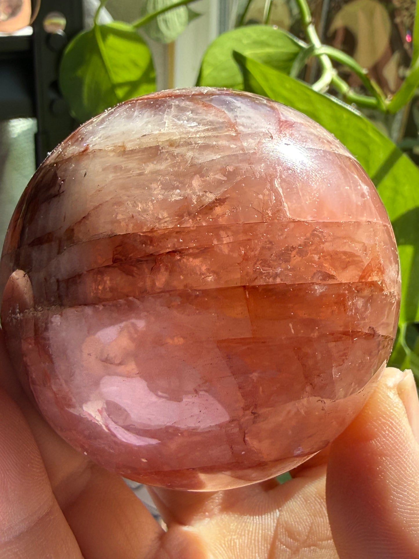 Fire Quartz Sphere – Polished Crystal Orb for Energy, Passion & Emotional Alignment