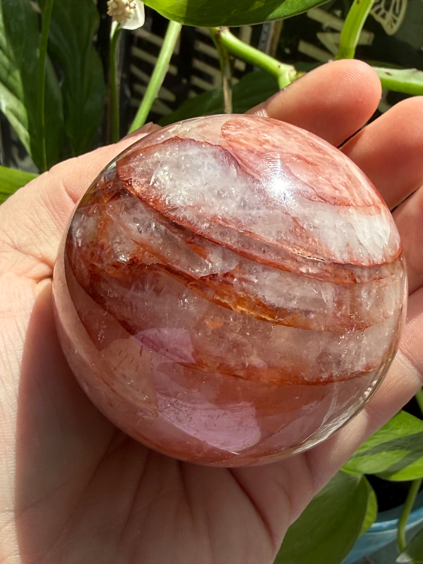 Fire Quartz Large Sphere – Polished Crystal Orb for Energy, Passion & Powerful Emotional Alignment