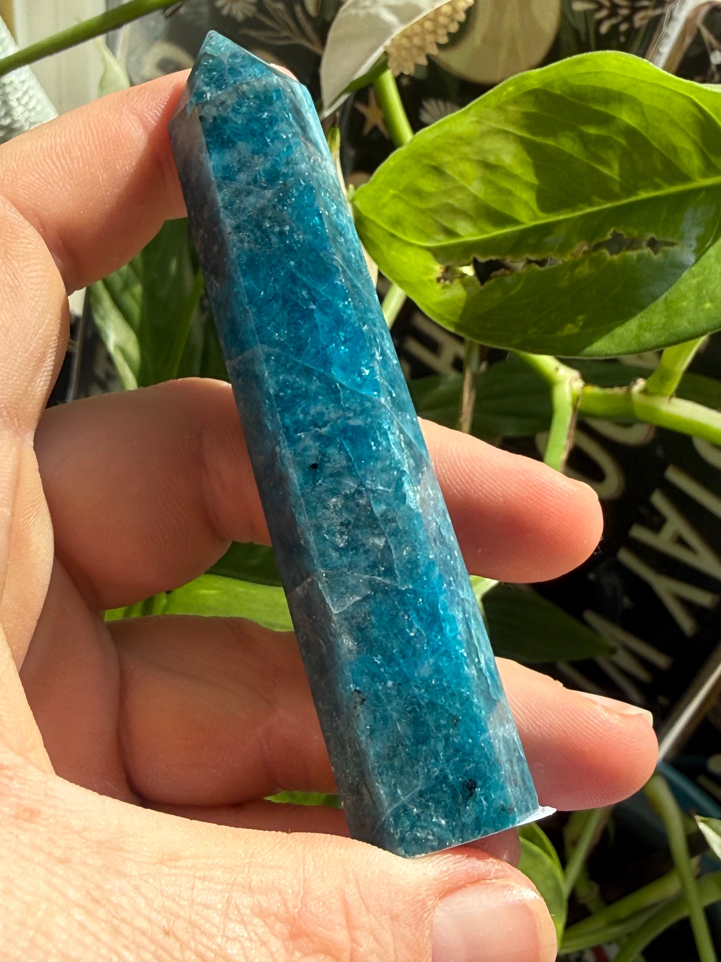 Blue Apatite Tower 2 oz – Polished Crystal Point for Motivation, Clarity & Manifestation