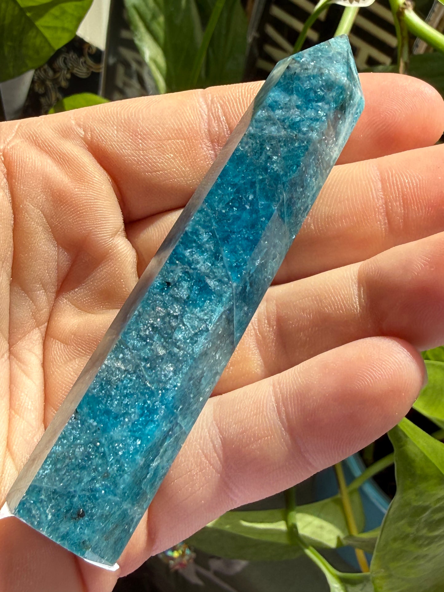 Blue Apatite Tower 2 oz – Polished Crystal Point for Motivation, Clarity & Manifestation